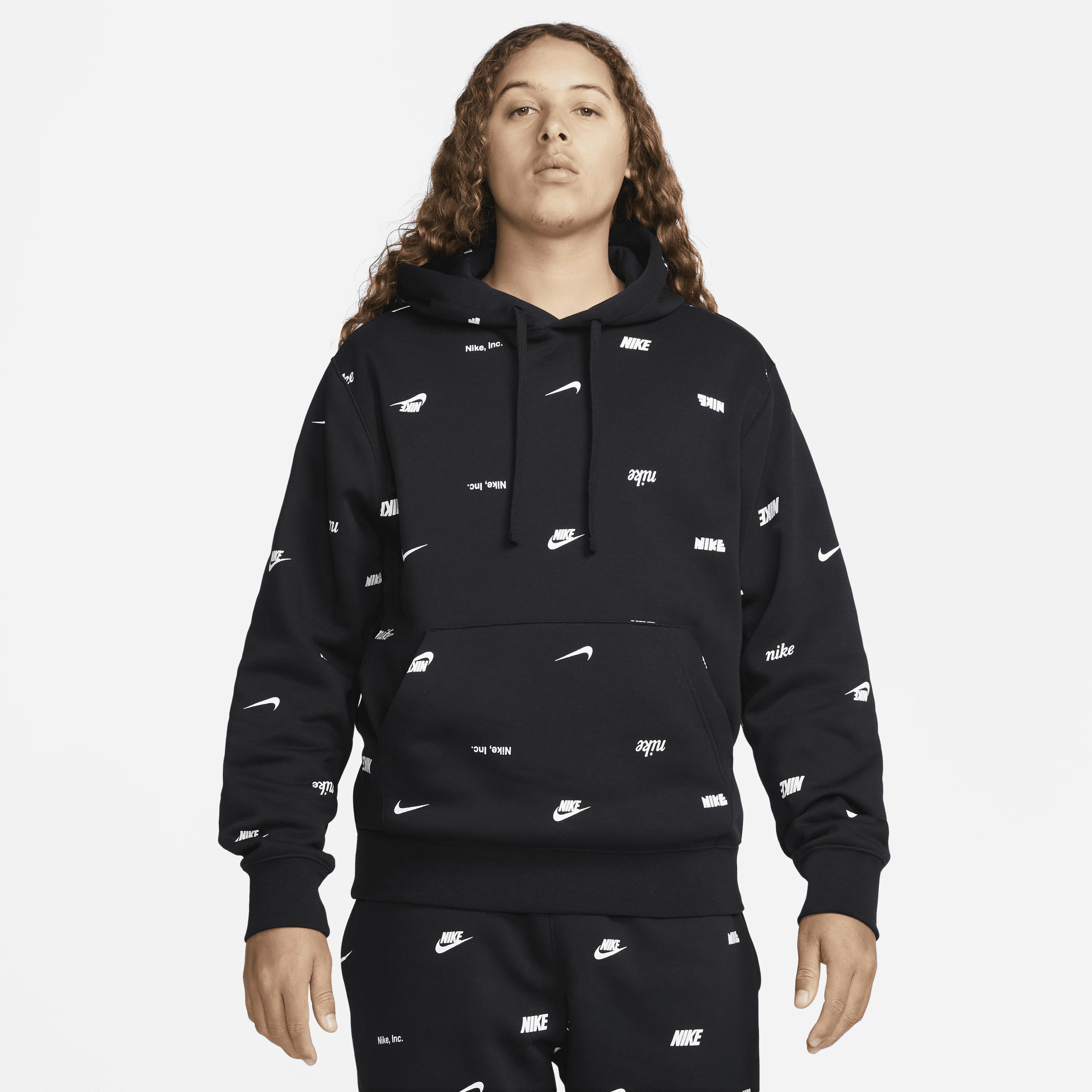 Nike Mens Club+ AOP Basketball Pullover Hoodie - Maroon/Black Product Image