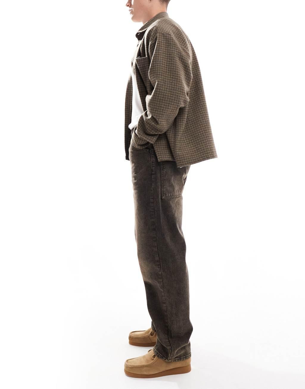 ASOS DESIGN baggy jeans with brown wash Product Image