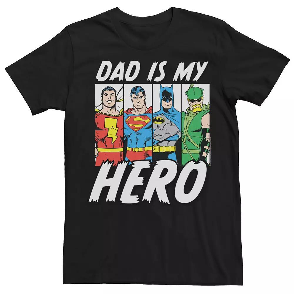 Men's DC Comics Justice League Hero Dad Lineup Tee, Size: 3XL, Black Product Image