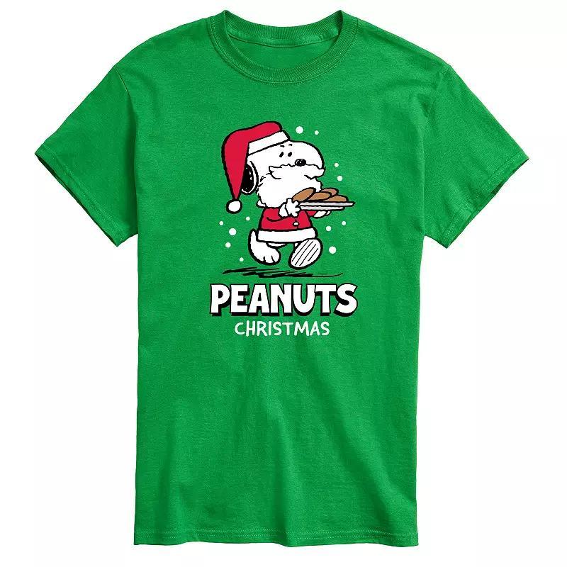 Mens Peanuts Santa Snoopy Cookies Graphic Tee Grey Gray Product Image