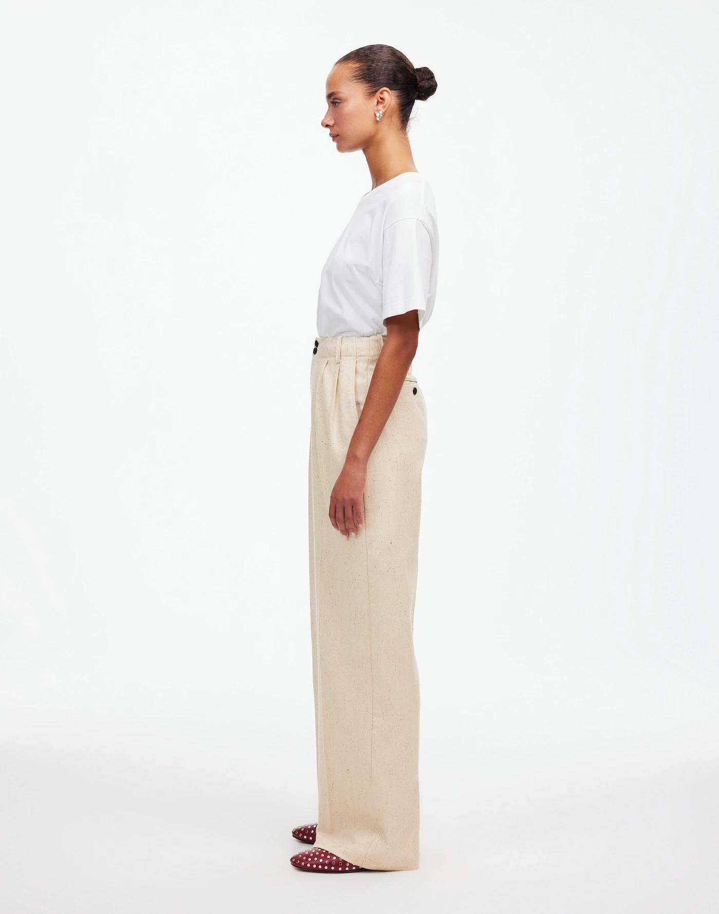The Petite Harlow Wide-Leg Pant in Herringbone Italian Fabric Product Image