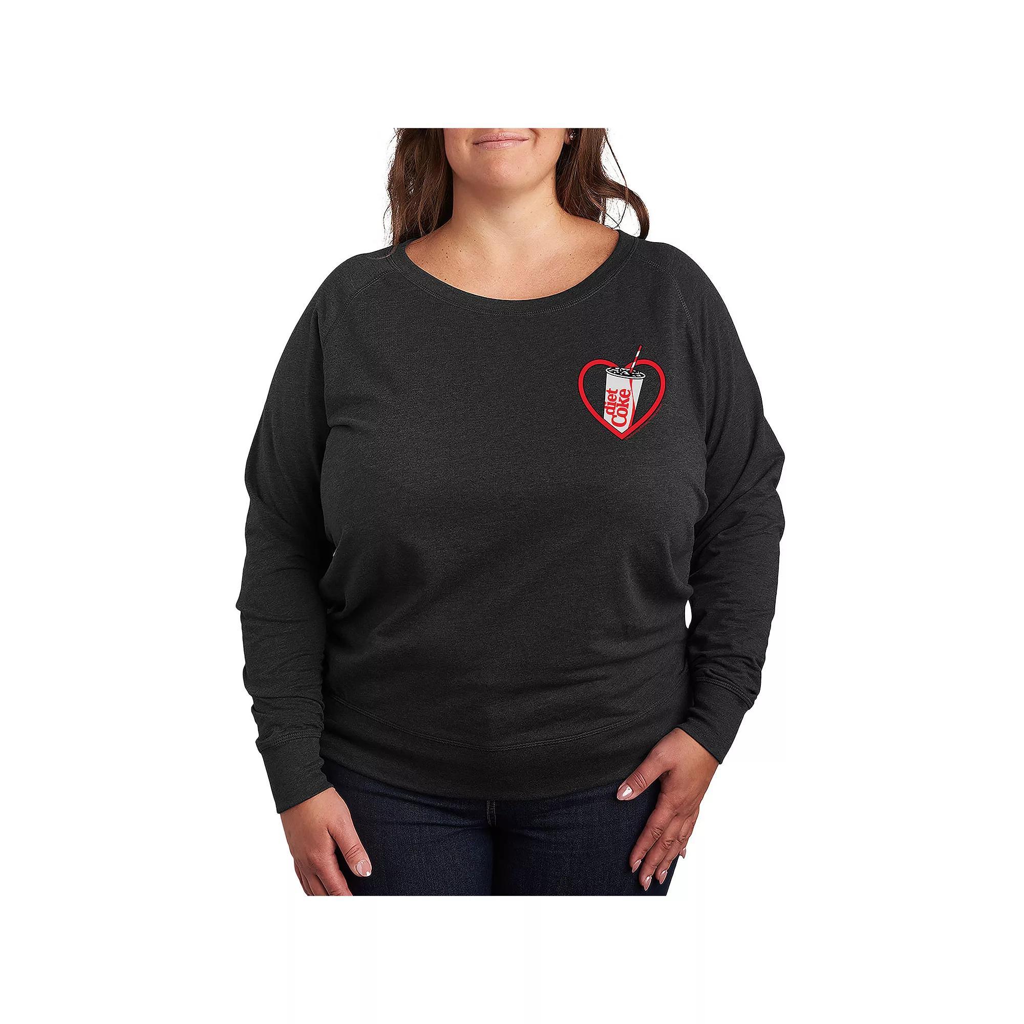 Plus Size Diet Coke Heart French Terry Long Sleeve Tee, Women's, Size: 3XL, Grey Indigo Product Image