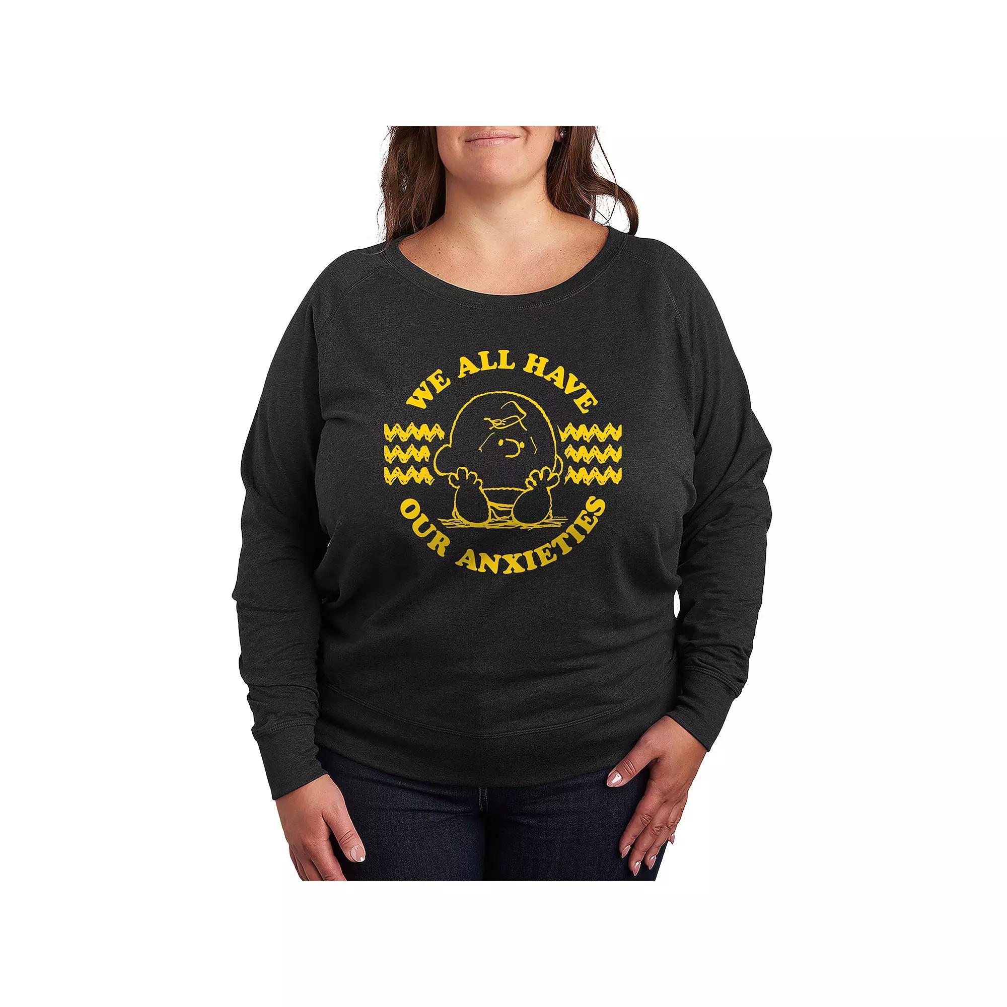 Plus Size Scandinavian Gnome French Terry Long Sleeve Tee, Womens Heather Grey Product Image