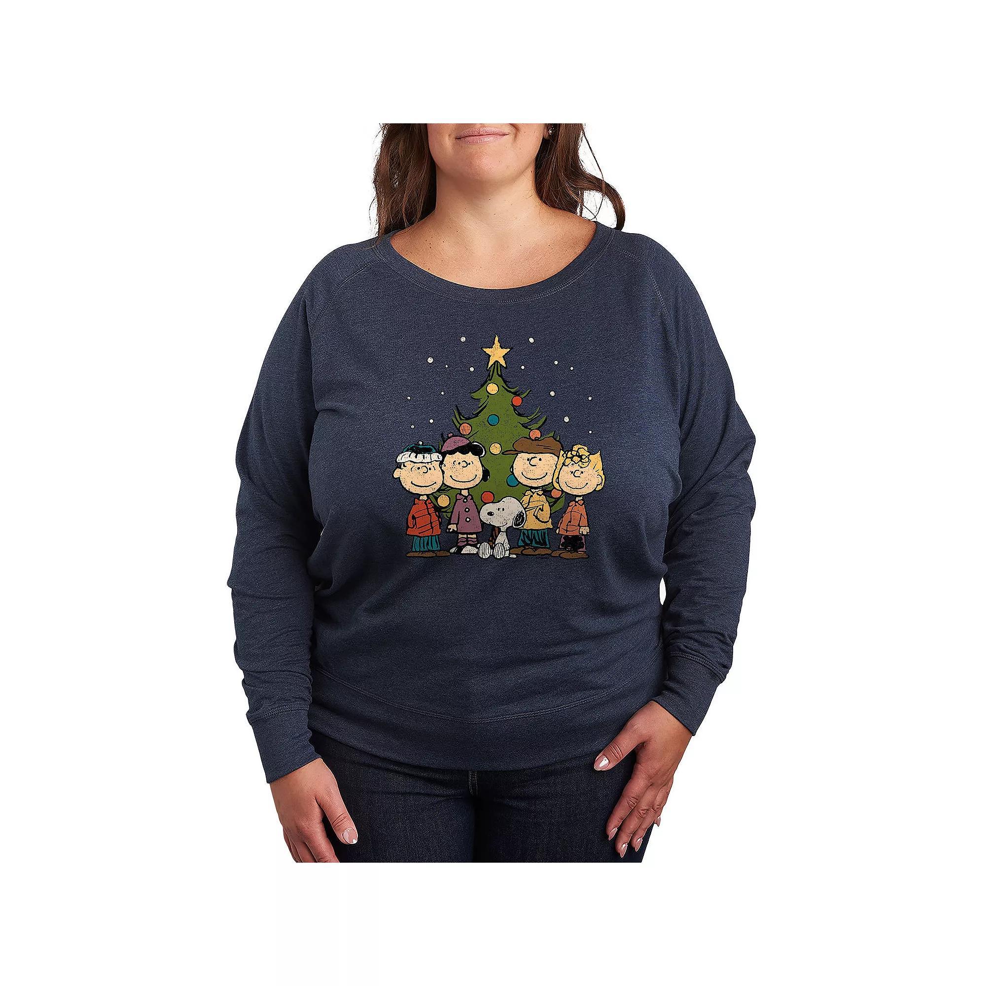 Plus Size Friends Couch Fountain Set Graphic Tee, Womens Grey Indigo Product Image