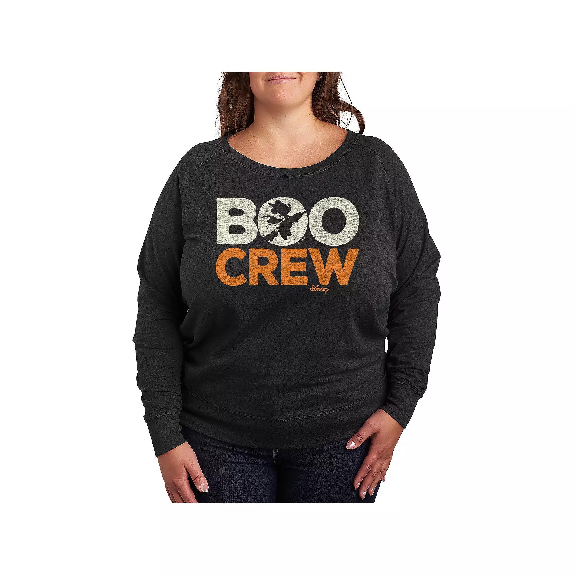 Disneys Mickey Mouse Plus Size Boo Crew French Terry Long Sleeve Tee, Womens Heather Grey Product Image