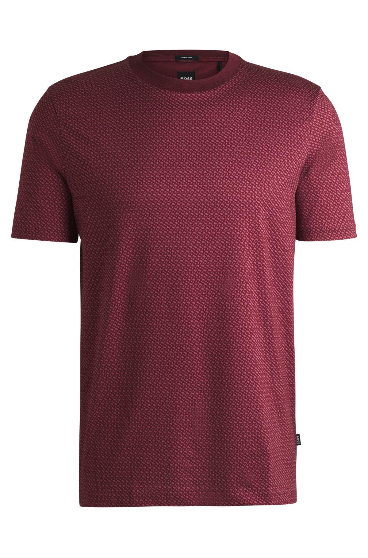 Mercerized-cotton T-shirt with two-tone monogram print Product Image