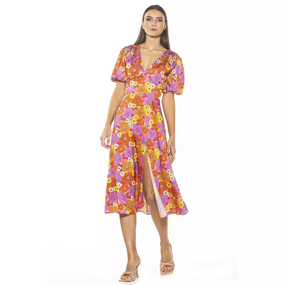 Women's ALEXIA ADMOR Puff-Sleeve Fit & Flare Dress, Size: 4, Etched 60s Product Image