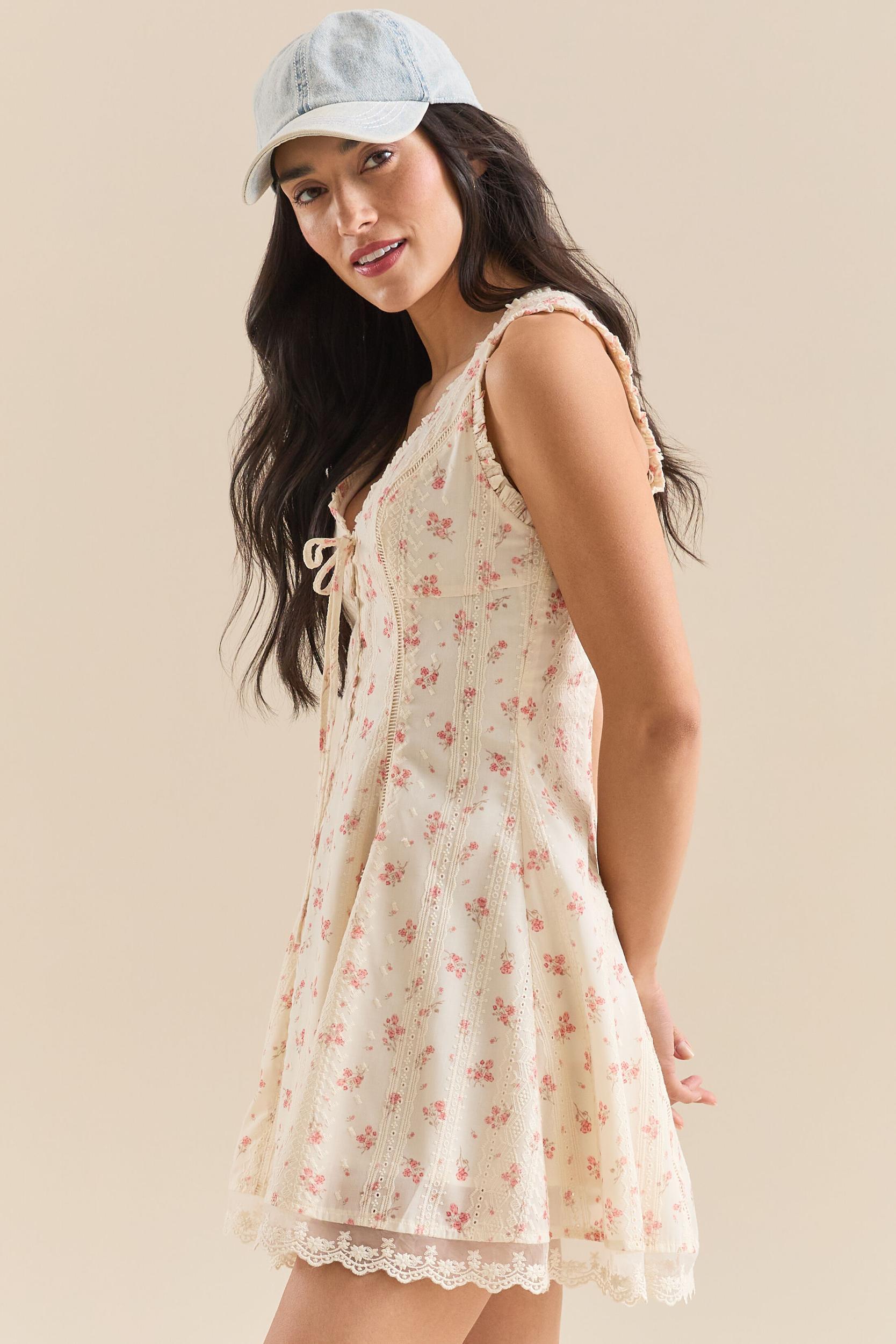 Cataleya Button Front Bow Mini Dress Product Image
