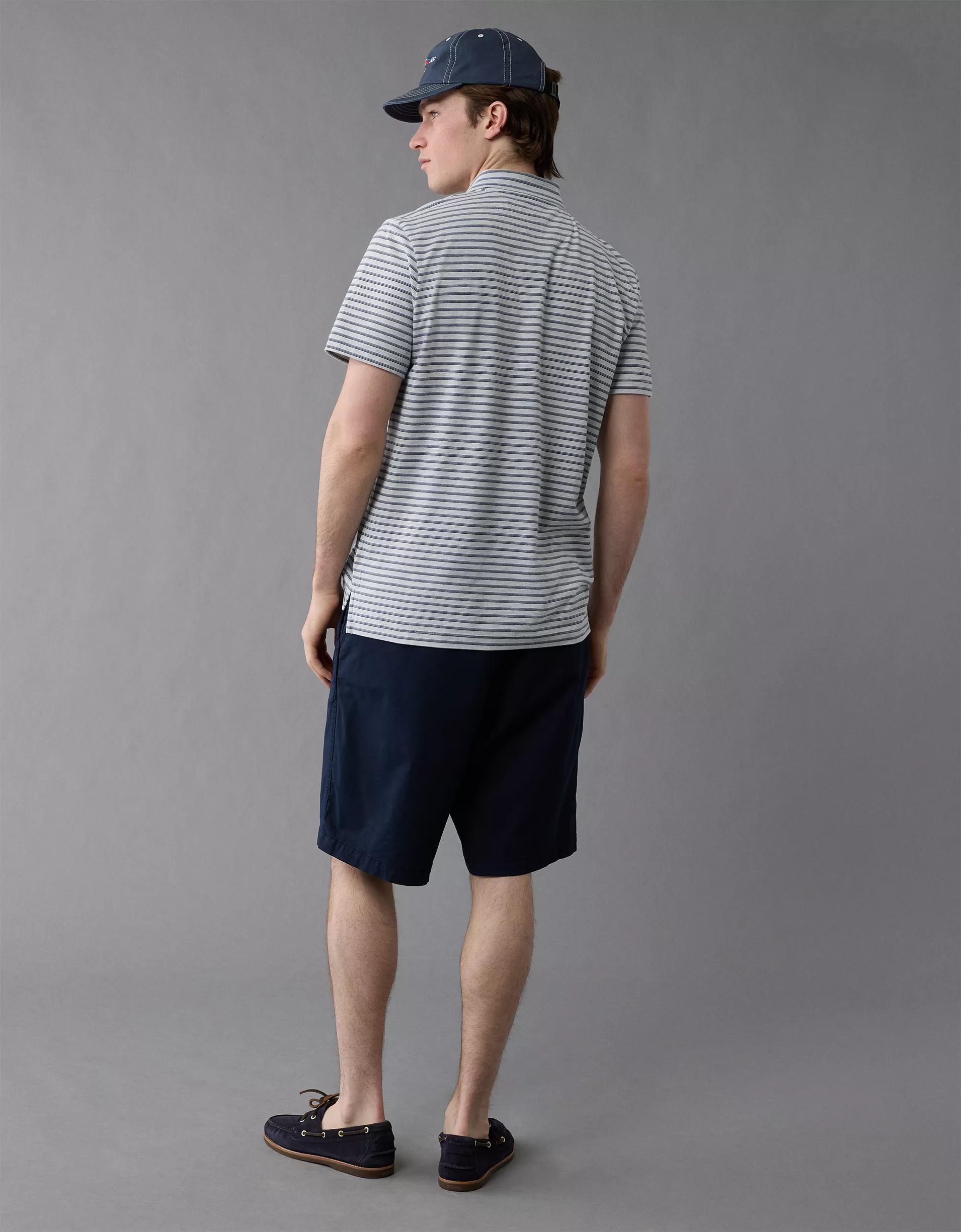 AE 24/7 Club Logo Striped Polo Shirt Product Image