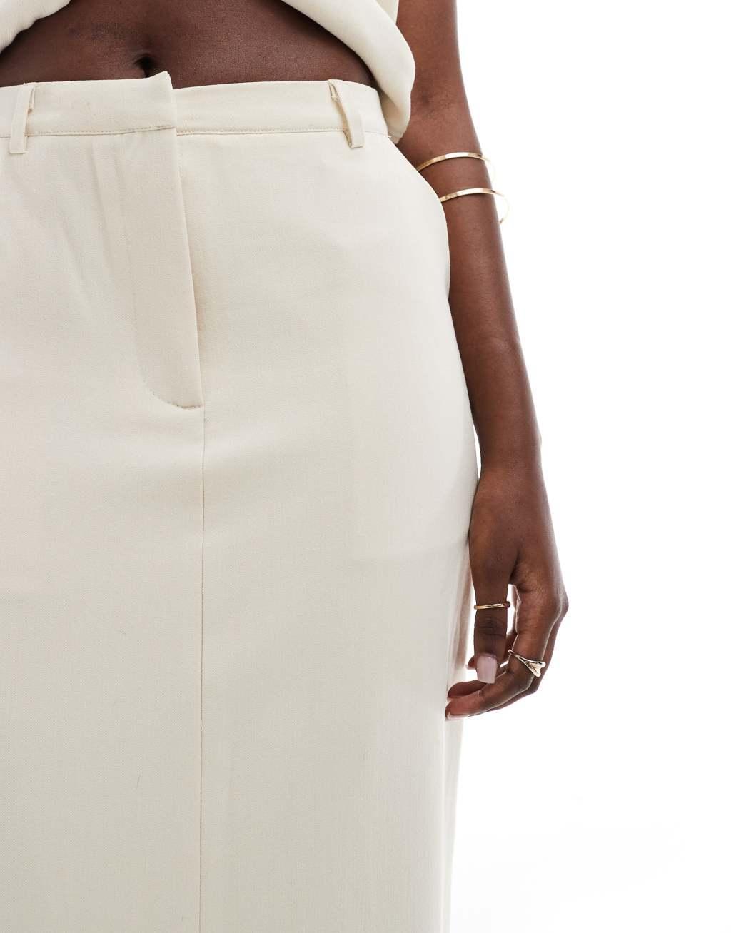 Kaiia tie waist maxi skirt in stone - part of a set Product Image