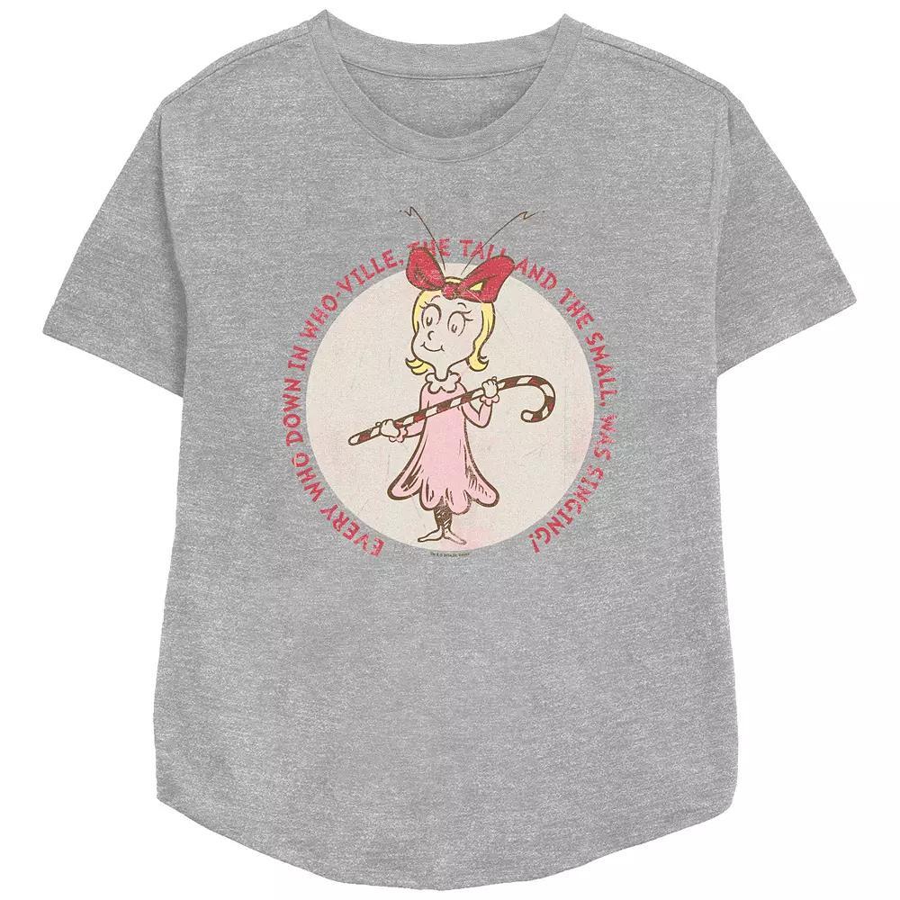 Women's Dr. Seuss Cindy Lou Who Stamp Relaxed Fit Graphic Tee, Size: XXL, Athletic Grey Product Image