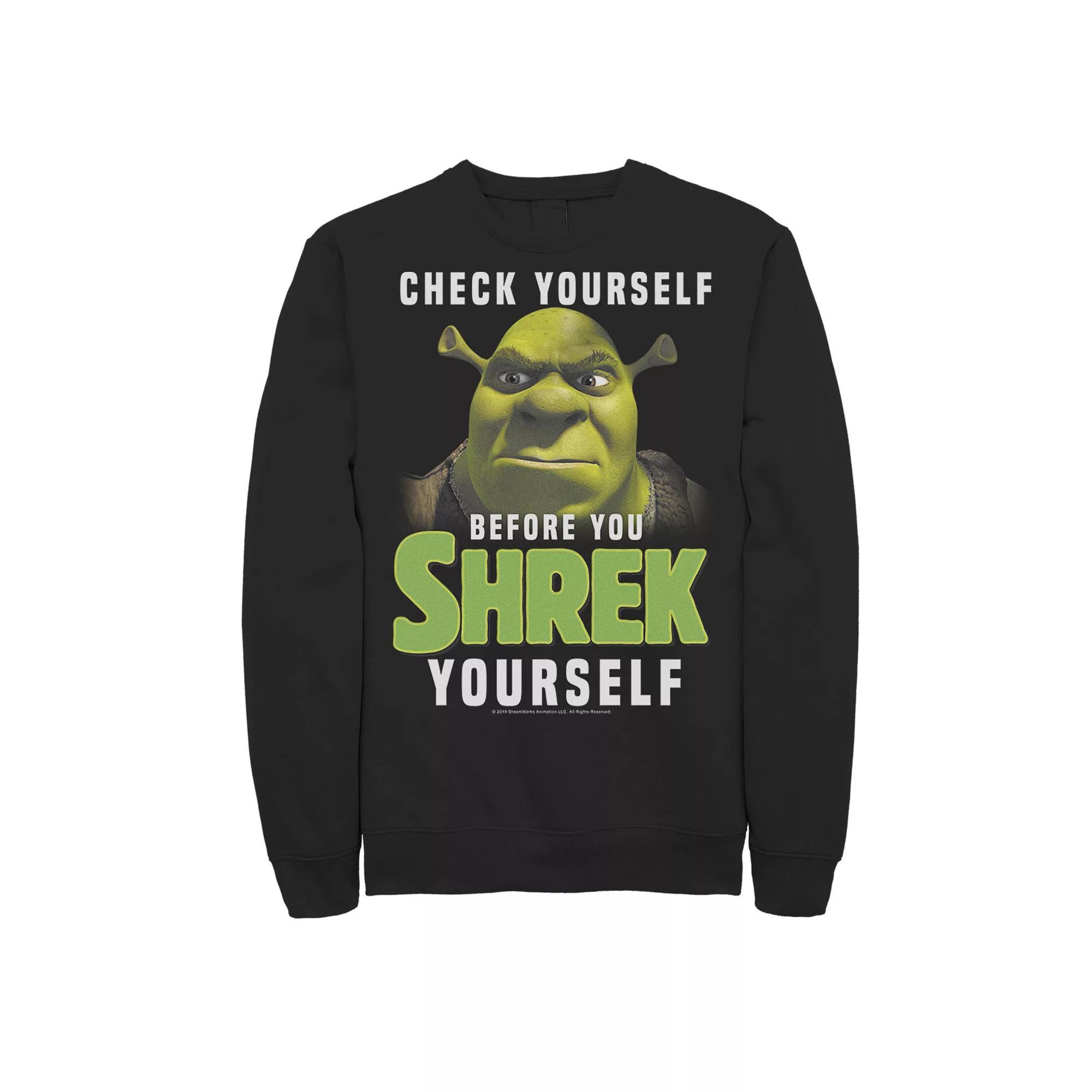 Men's Shrek Check Yourself Before You Shrek Yourself Sweatshirt, Size: Large, Black Product Image