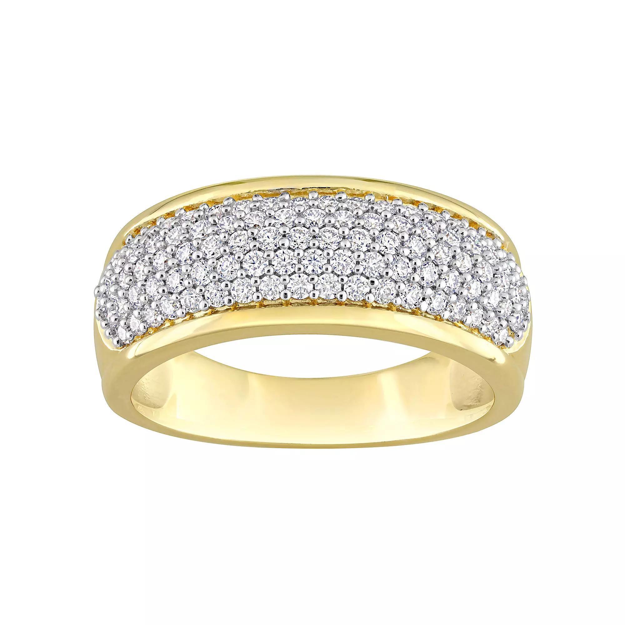 Stella Grace 18k Gold Over Silver Lab-Created Moissanite Semi-Eternity Ring, Women's, Size: 6, Gold Tone Product Image