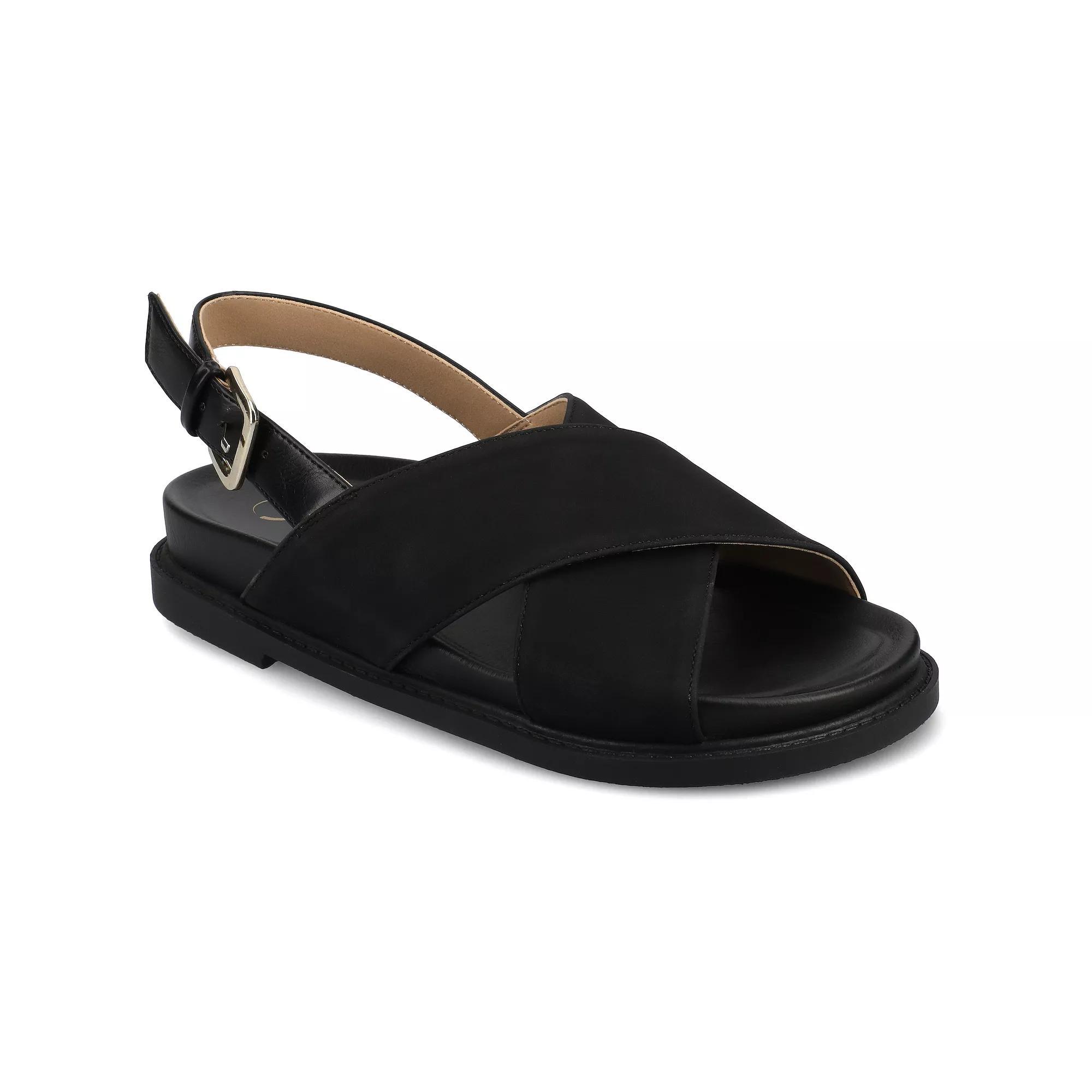 Journee Marinna Women's Flat Sandals, Size: 8.5, Black Product Image