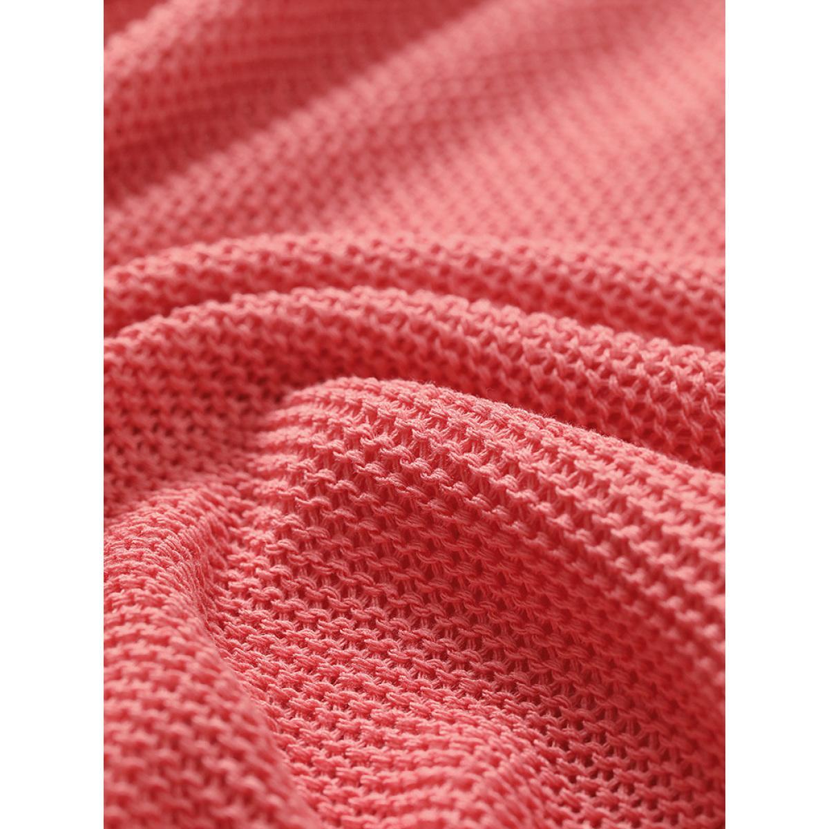 Plus Size Plain Patchwork Cut Out Round Neck Pullover Watermelon Women Casual Bodycon Long Sleeve Round Neck Everyday Pullovers BloomChic 28/5X Product Image