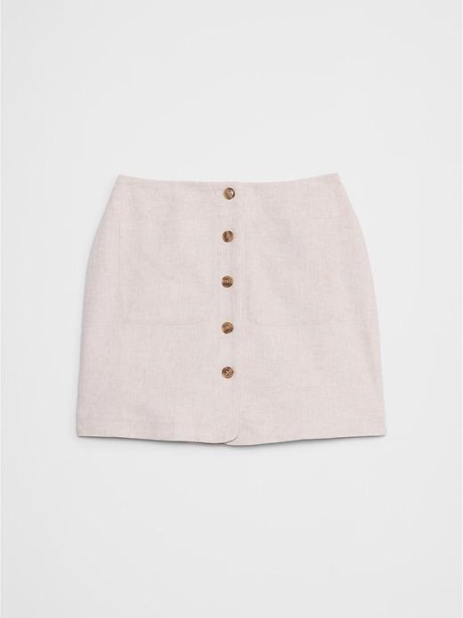 Linen-Blend A-Line Mini Skirt Product Image