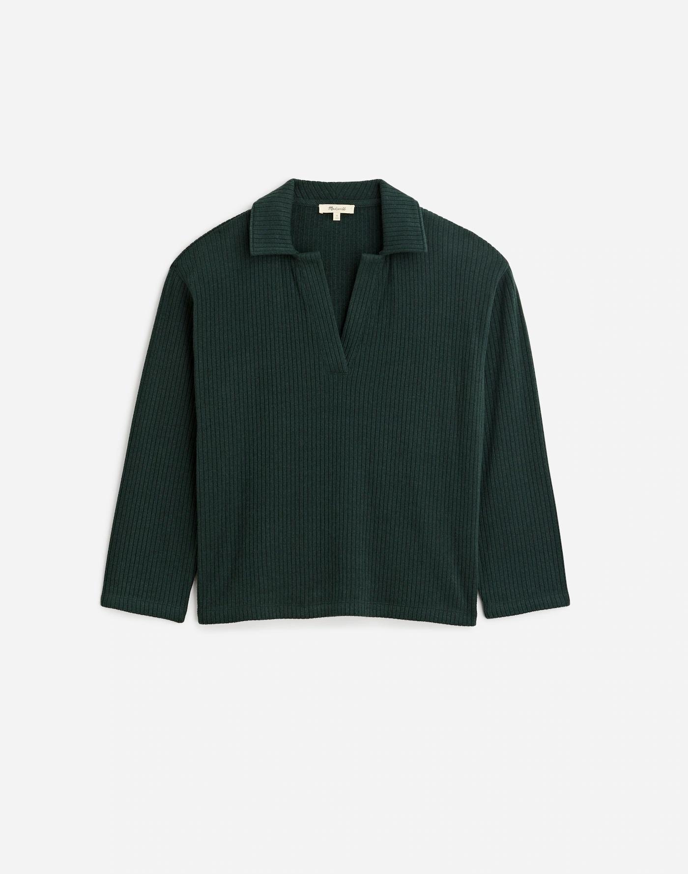 Relaxed Long-Sleeve Polo Tee Product Image
