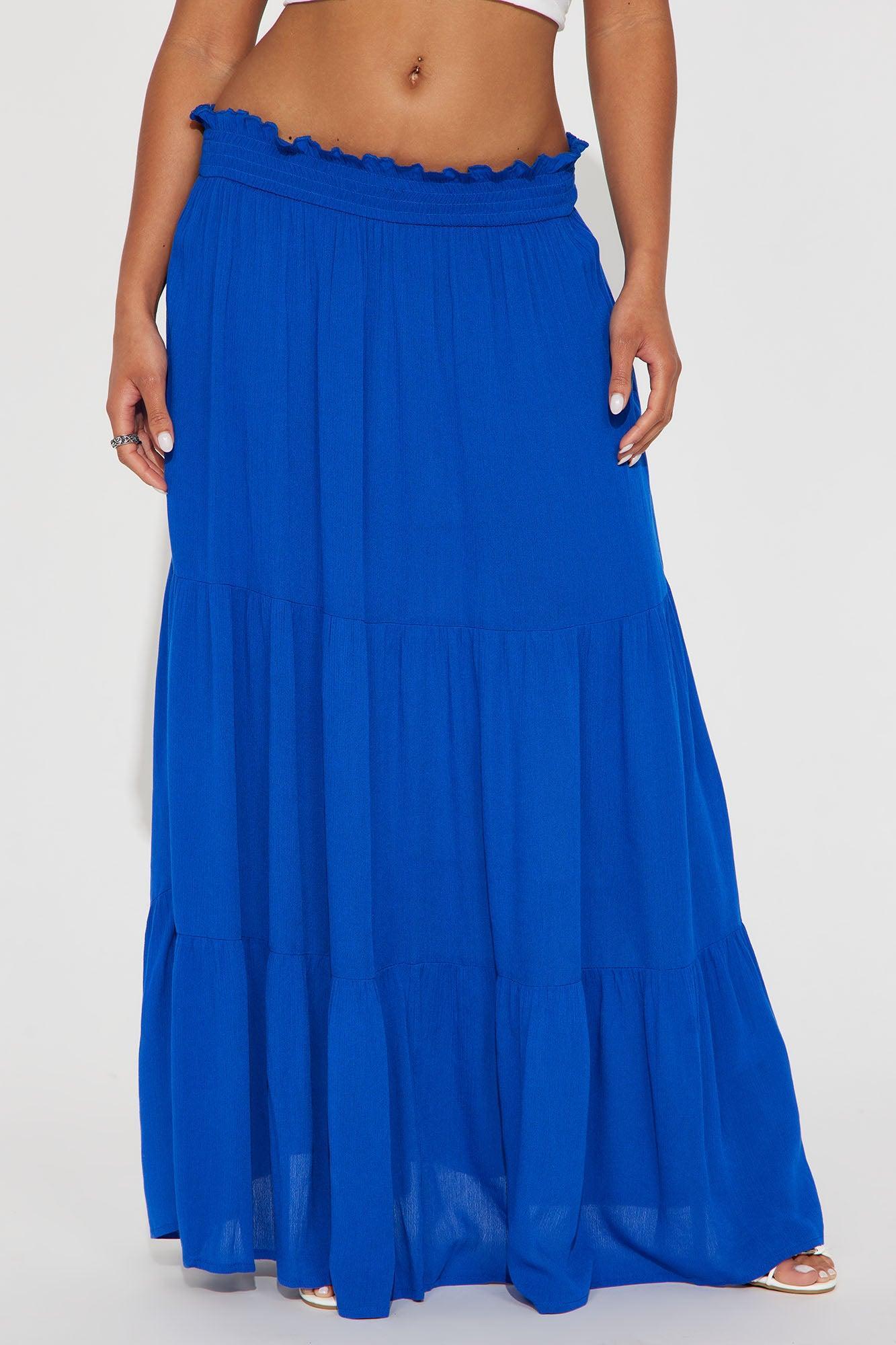Venice Tiered Gauze Maxi Skirt - Royal Product Image