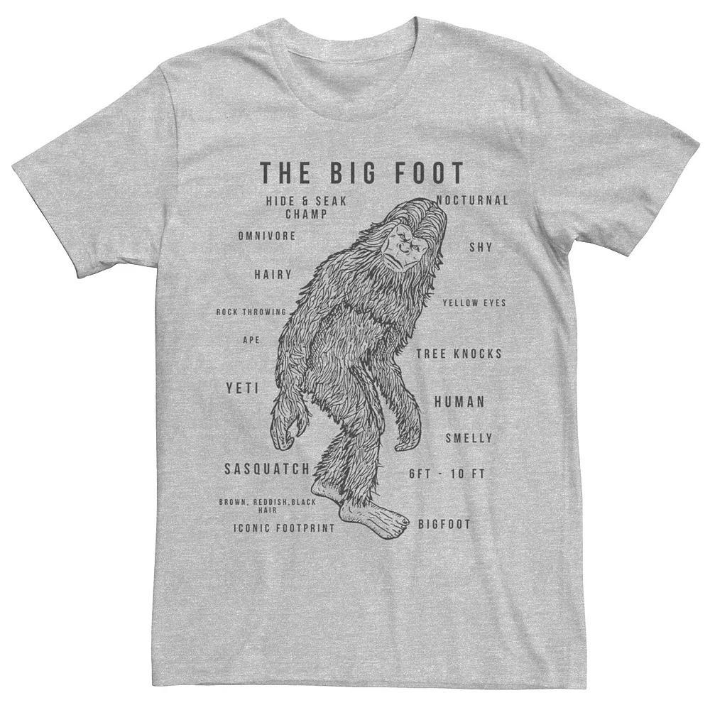 Men's Bigfoot Names And Facts Graphic Tee, Size: 3XL, Athletic Grey Product Image