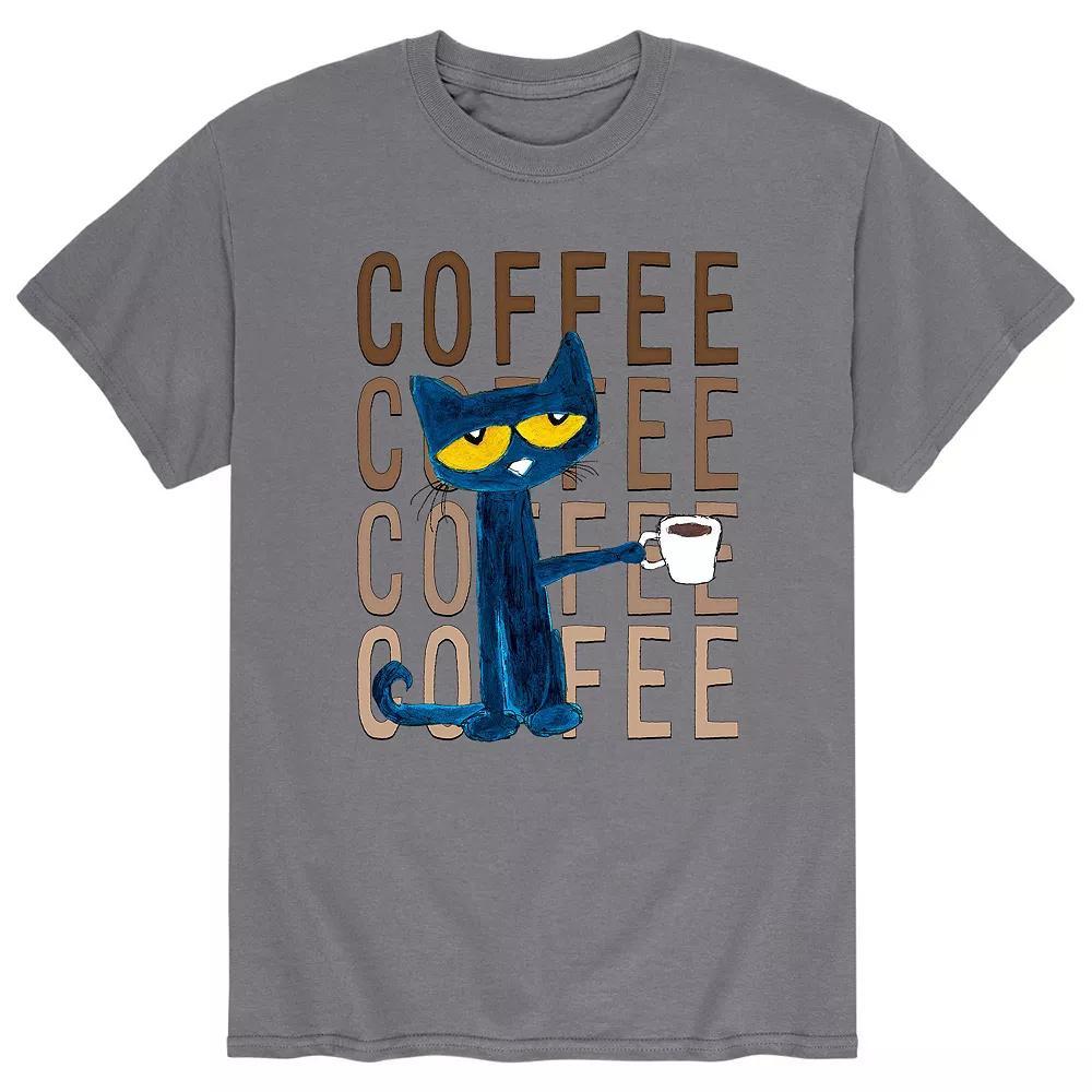 Men's Pete The Cat Coffee Repeated Tee, Size: Medium, Grey Product Image