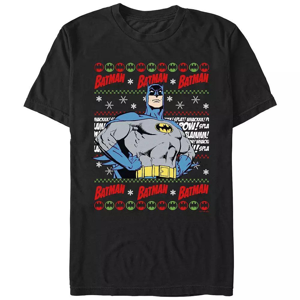 Men's Batman Christmas Sweater Graphic Tee, Size: XXL, Black Product Image