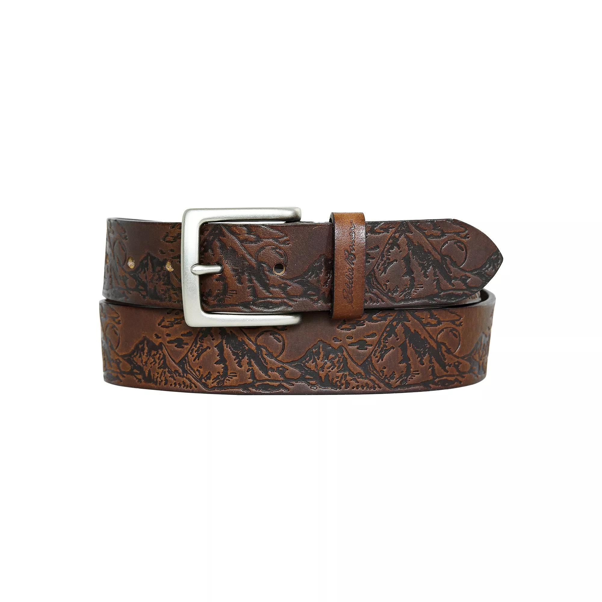 Men's Eddie Bauer 1.45-in. Debossed Live Your Adventure Belt, Size: XL, Brown Product Image