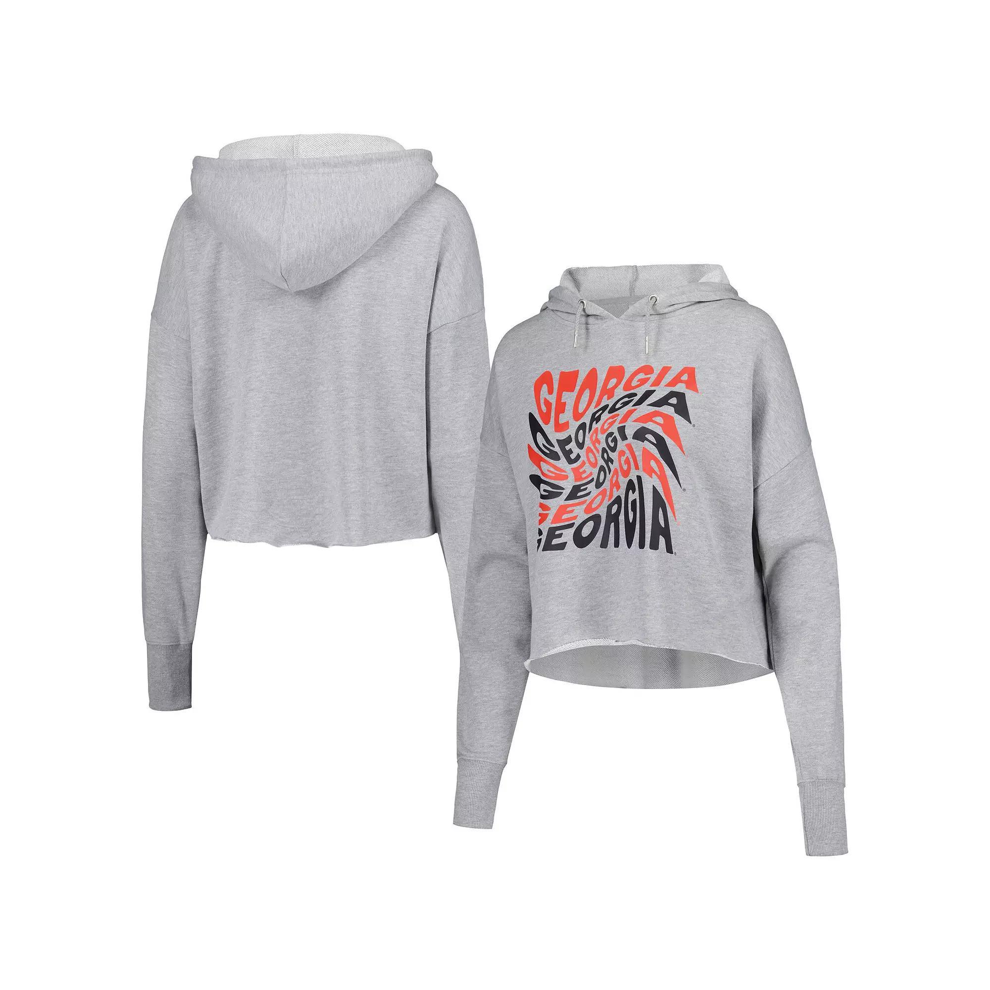 Women's ZooZatz Gray Georgia Bulldogs Swirl Cropped Pullover Hoodie, Size: Small, Grey Product Image