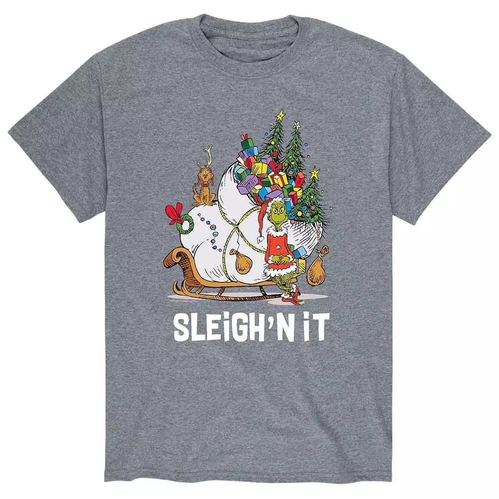 Mens Dr. Seuss The Grinch Sleighn Tee Athletic Grey Product Image
