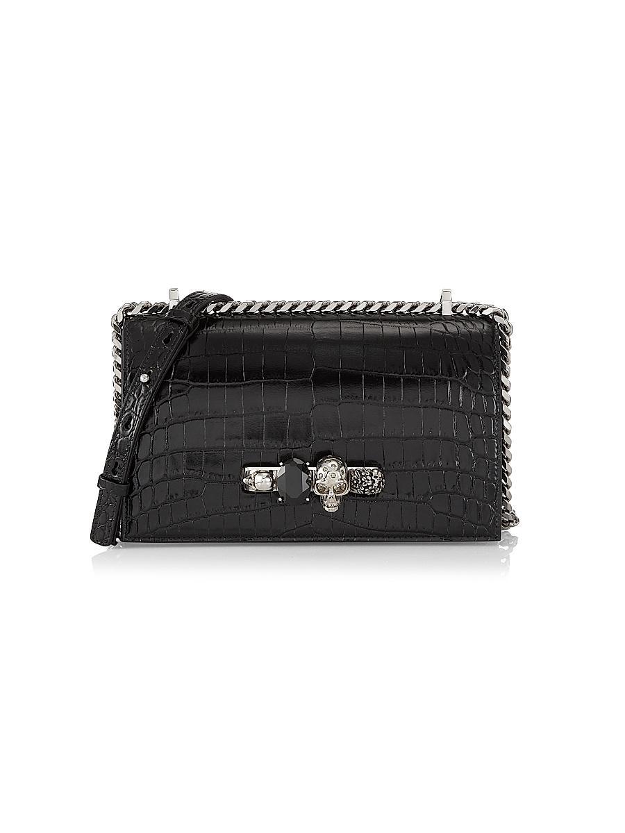 Womens Jewelled Satchel In Leather Product Image