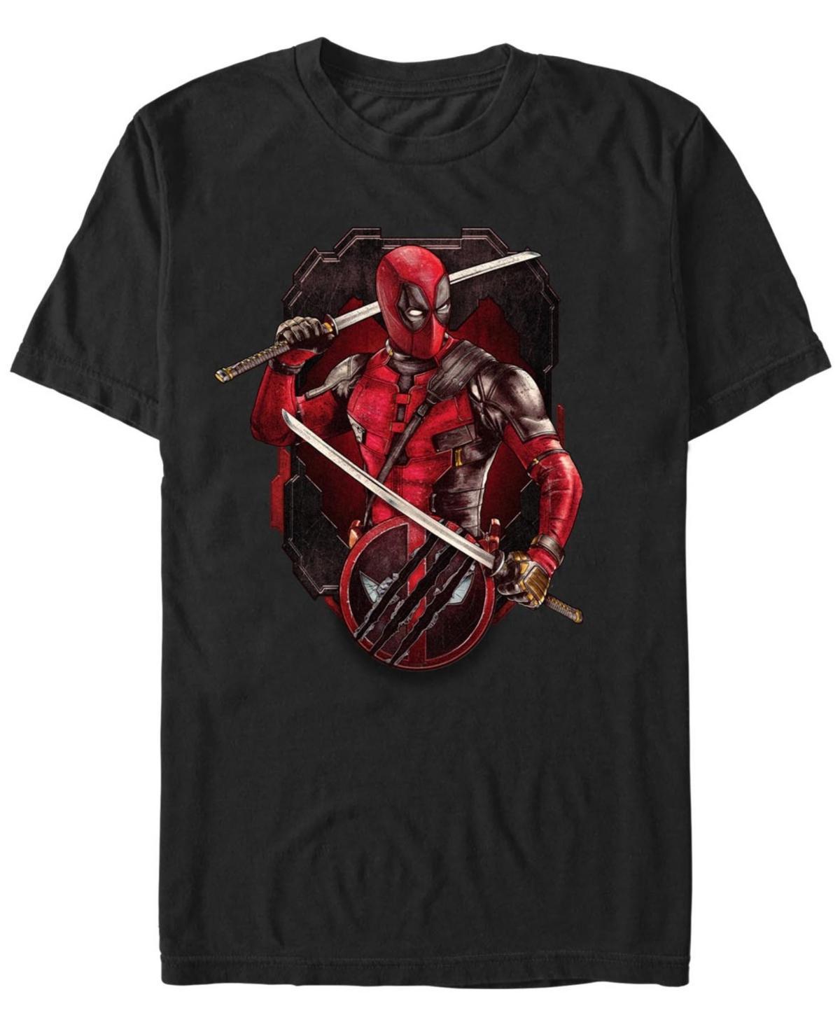 Men's Deadpool And Wolverine Pose Badge Graphic Tee, Size: Large, Black Product Image