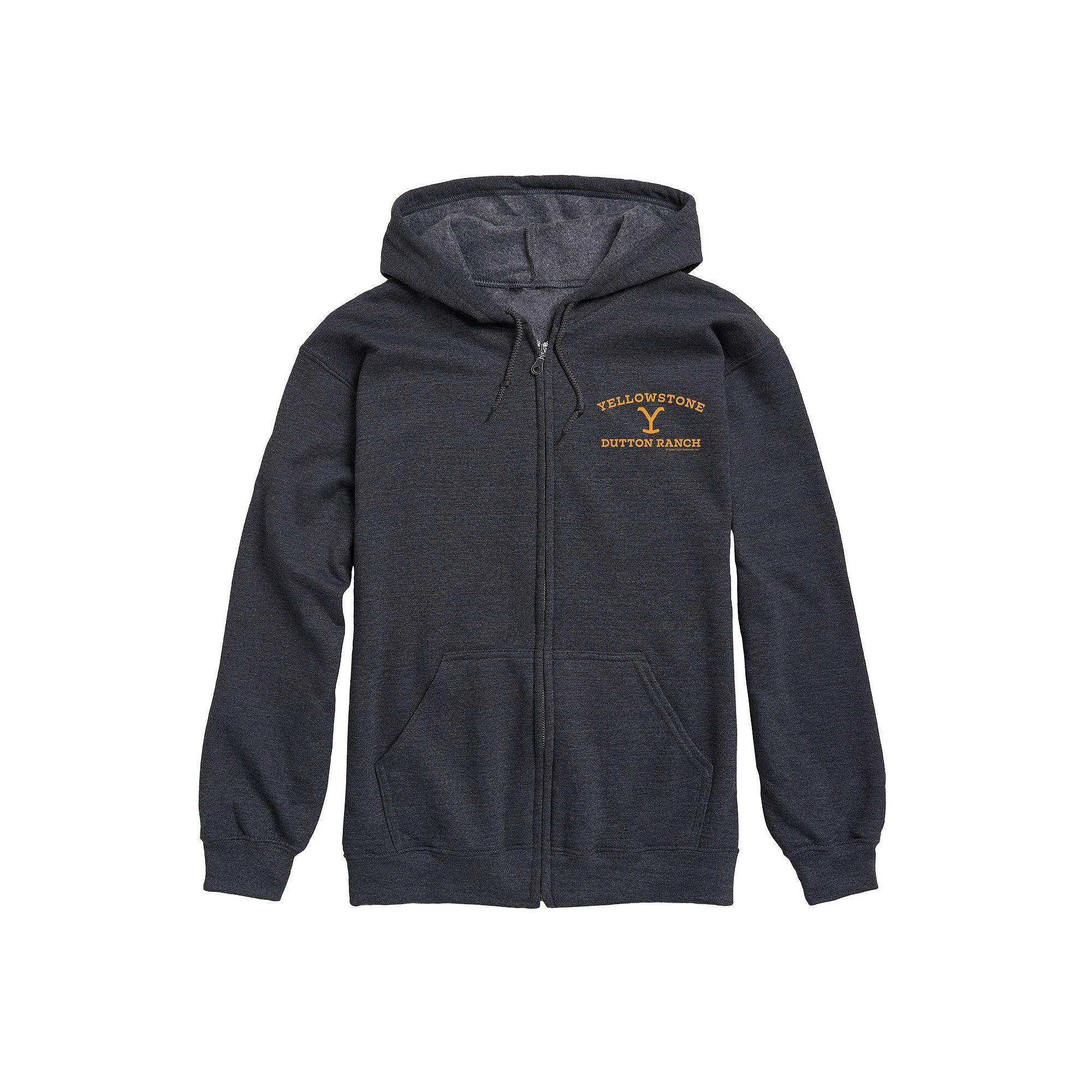 Men's Yellowstone Dutton Ranch Zip Hoodie, Size: Medium, Gray Product Image