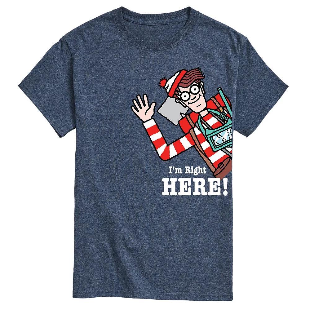 Mens Wheres Waldo Im Right Here Graphic Tee Grey Blue Product Image