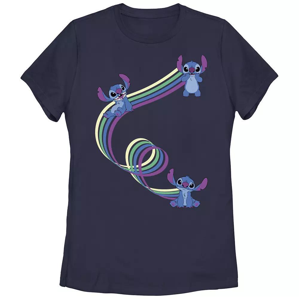 Disney's Lilo & Stitch Women's Color Ribbons Stitch Tee, Girl's, Size: Large, Blue Product Image