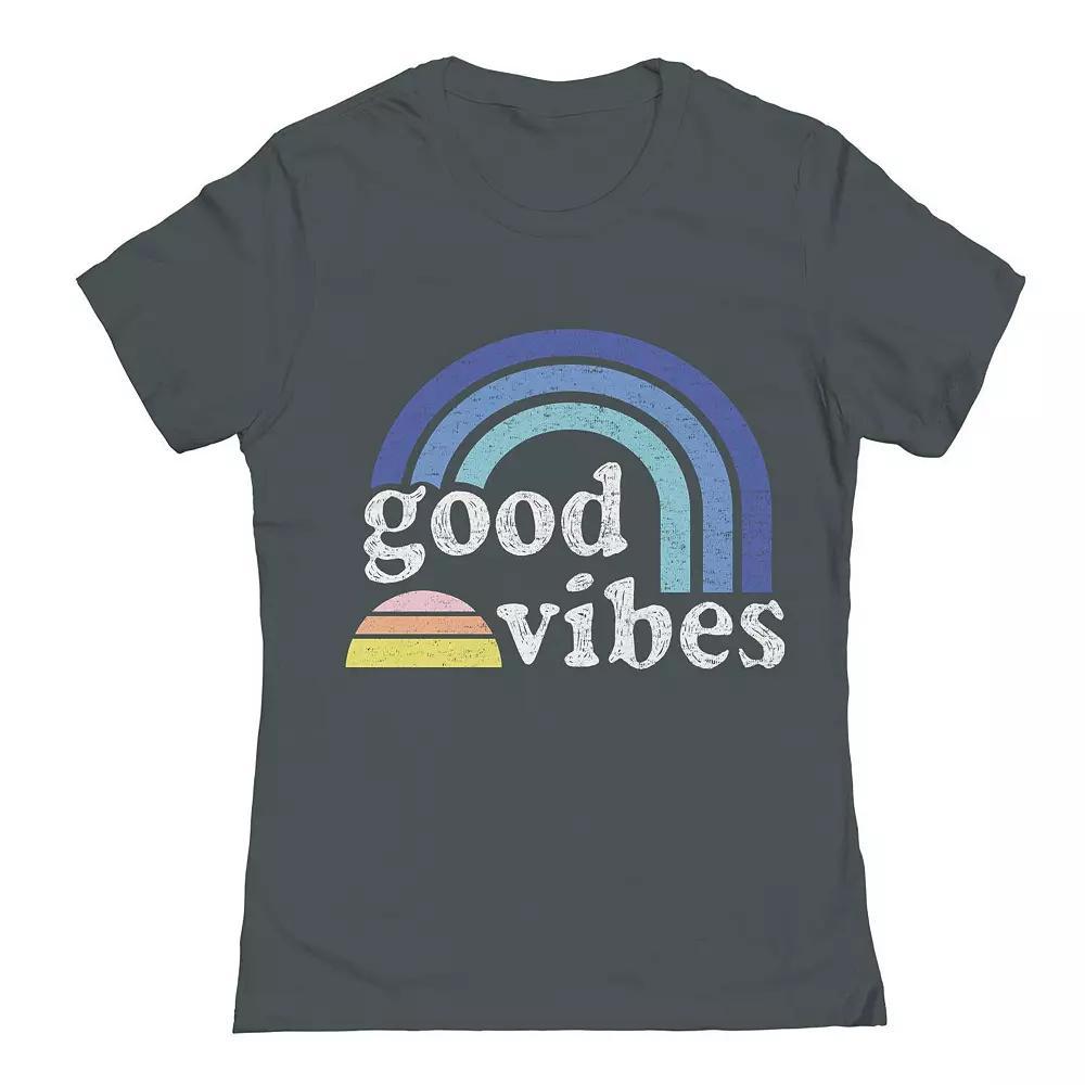 Juniors' Rainbow Vibes Graphic T-Shirt, Girl's, Size: Small, Heavy Grey Product Image