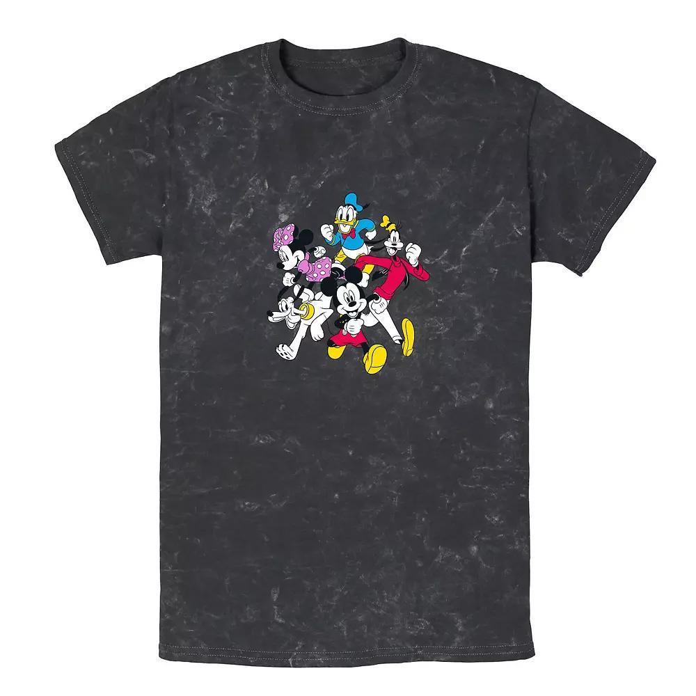 Men's Disney Mickey & Friends Group Shot Simple Bomabrd Wash Tee, Size: Medium, Black Product Image