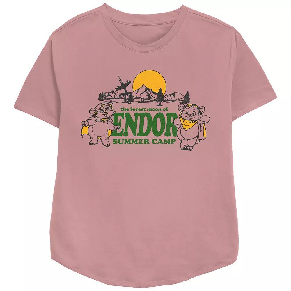 Women's Star Wars Endor Summer Camp Relaxed Fit Graphic Tee, Girl's, Size: Medium, Pink Product Image
