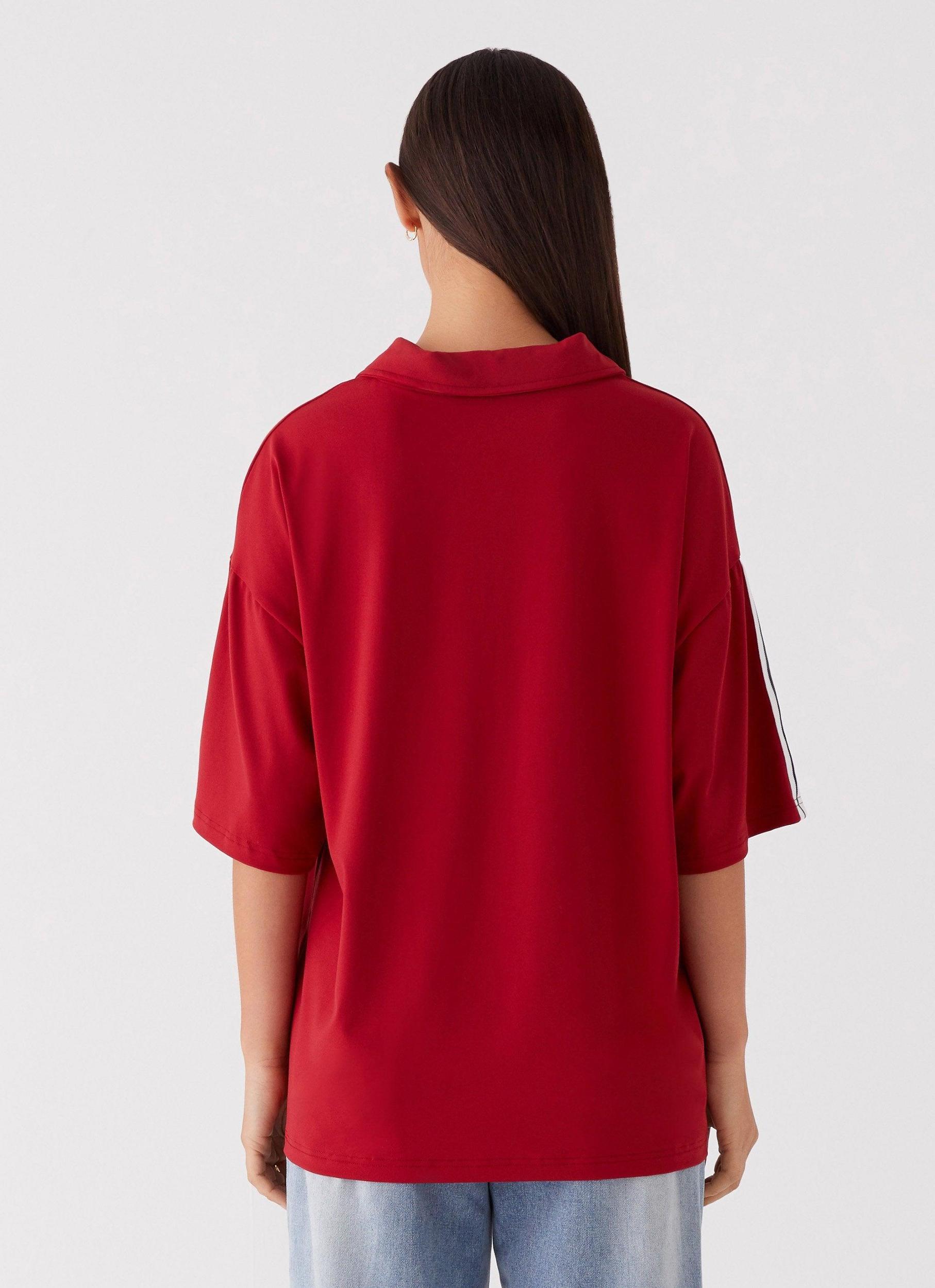 Jayde Jersey Top - Maroon Product Image
