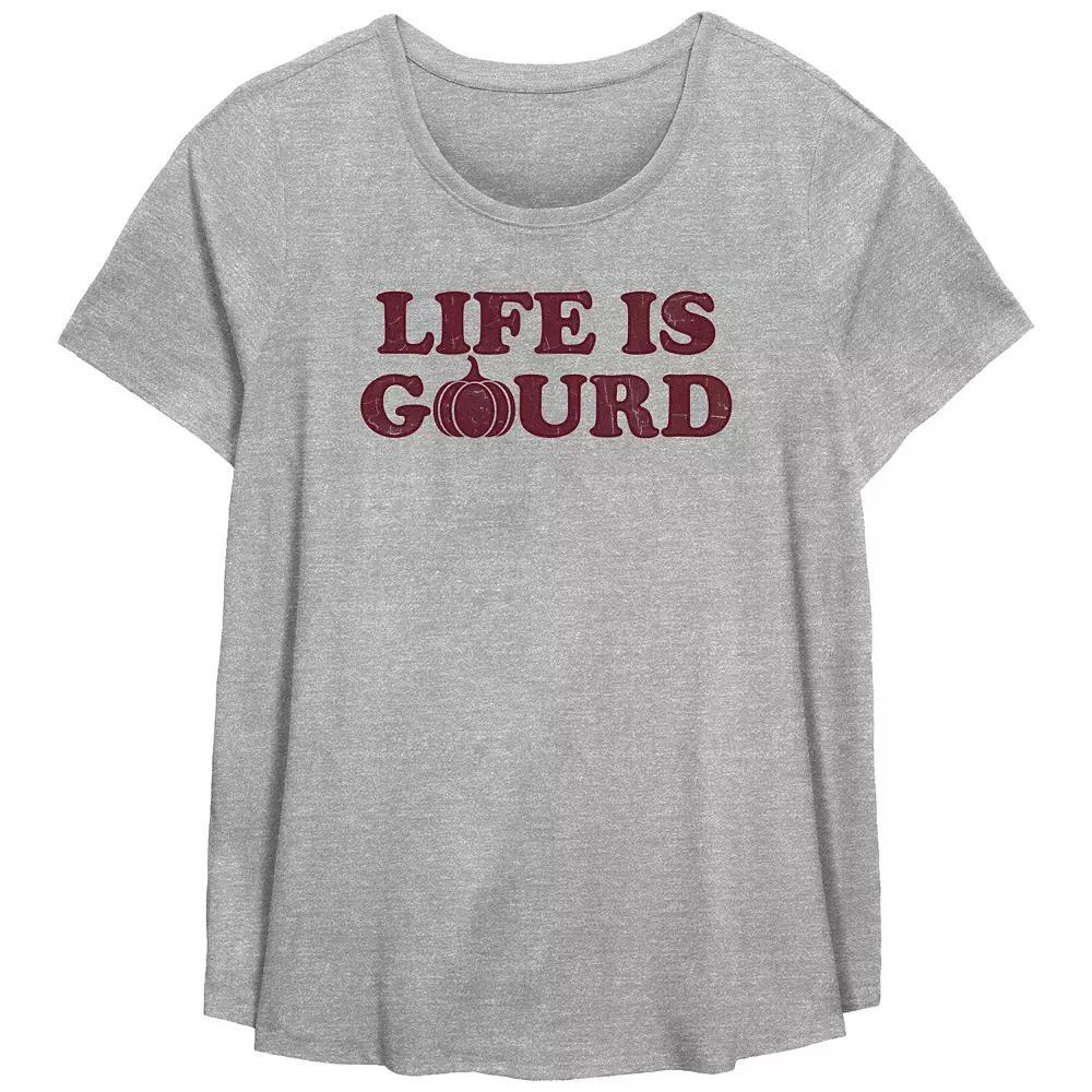 Plus Size Life Is Gourd Flowy Graphic Tee, Women's, Size: 0X, Grey Gray Product Image
