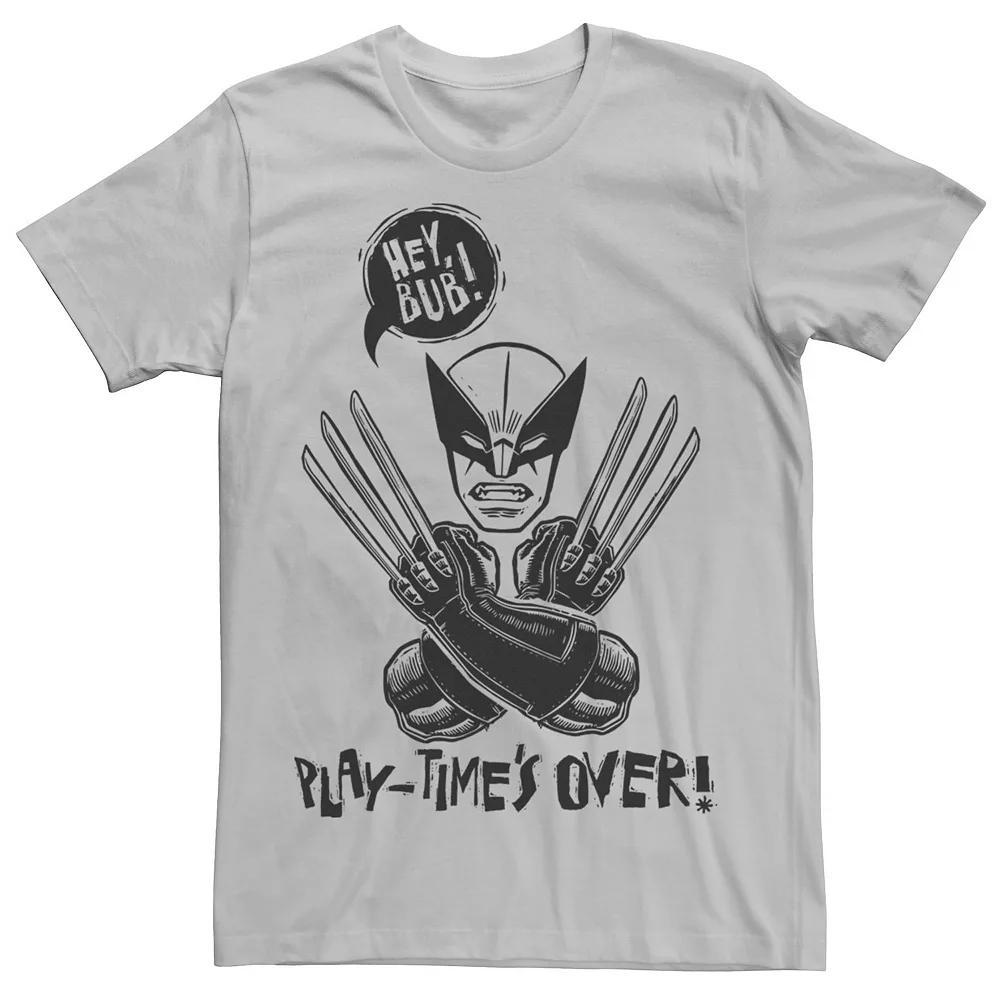 Men's Marvel Wolverine Play Times Over Tee, Size: Large, Silver Product Image