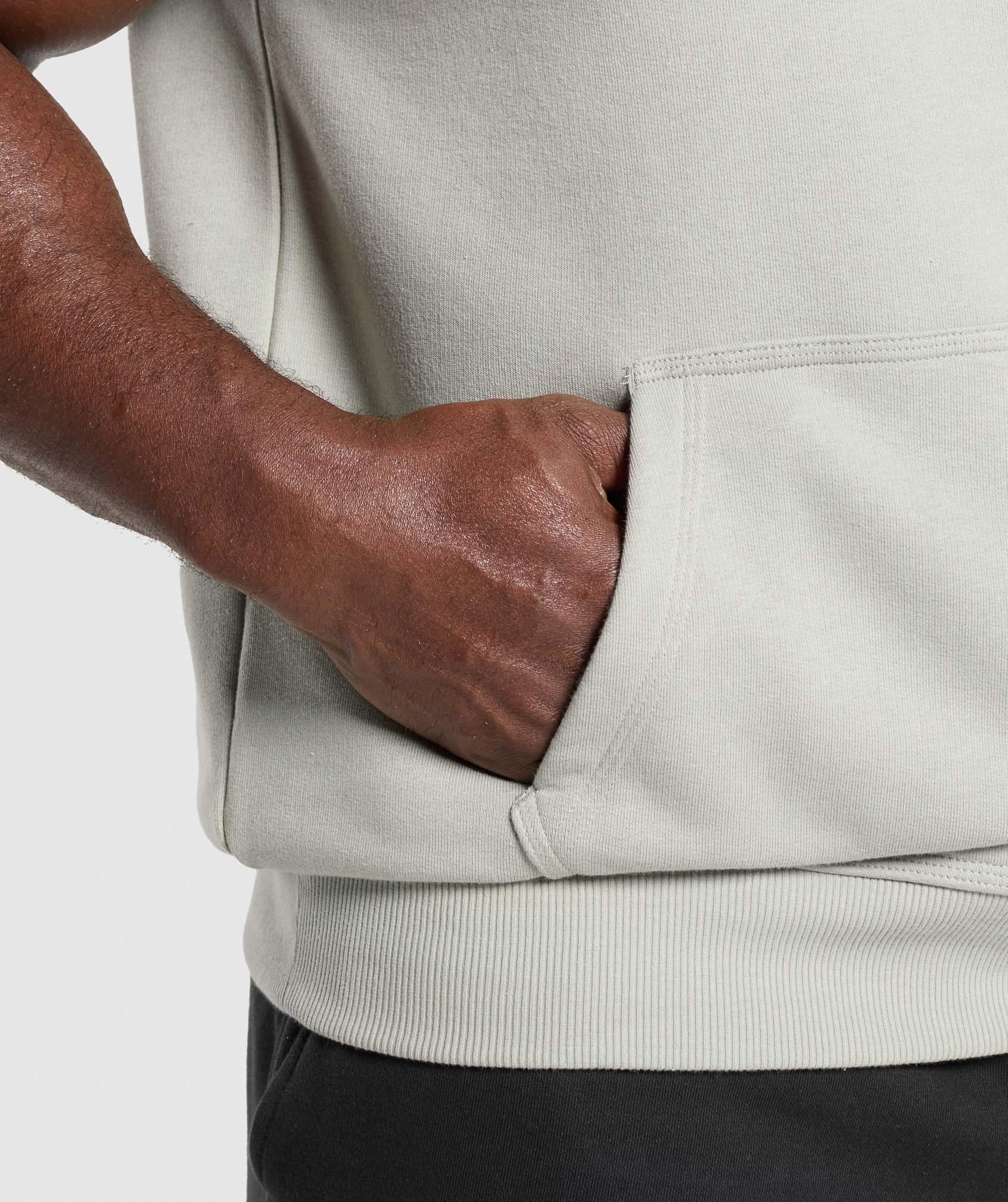 Gymshark Legacy 1/4 Zip Cap Sleeve Hoodie - Stone Grey Male Product Image