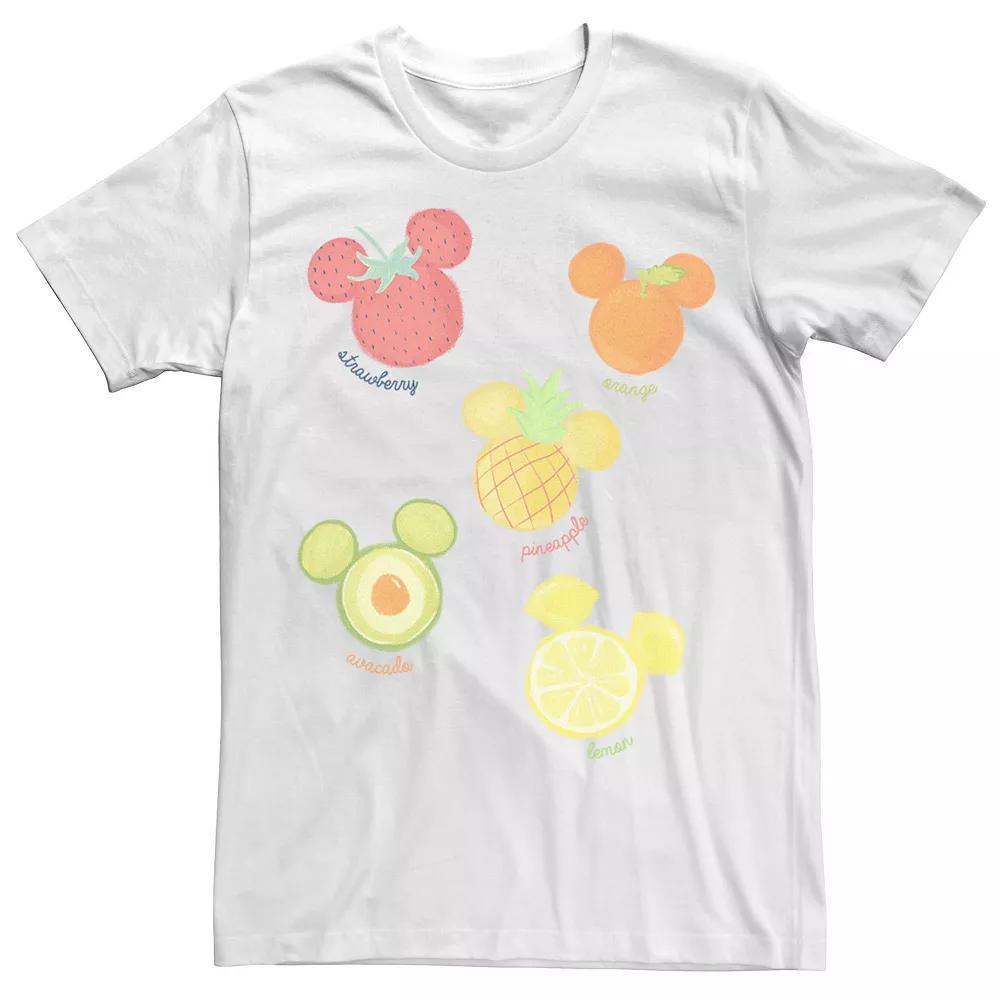 Disney's Mickey & Friends Mickey Mouse Men's Fruit Logos Tee, Size: XS, White Product Image