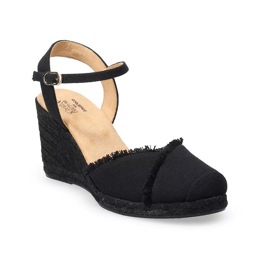 Croft & Barrow® Frayed Edge Women's Espadrille Wedges, Size: 11, Black Product Image