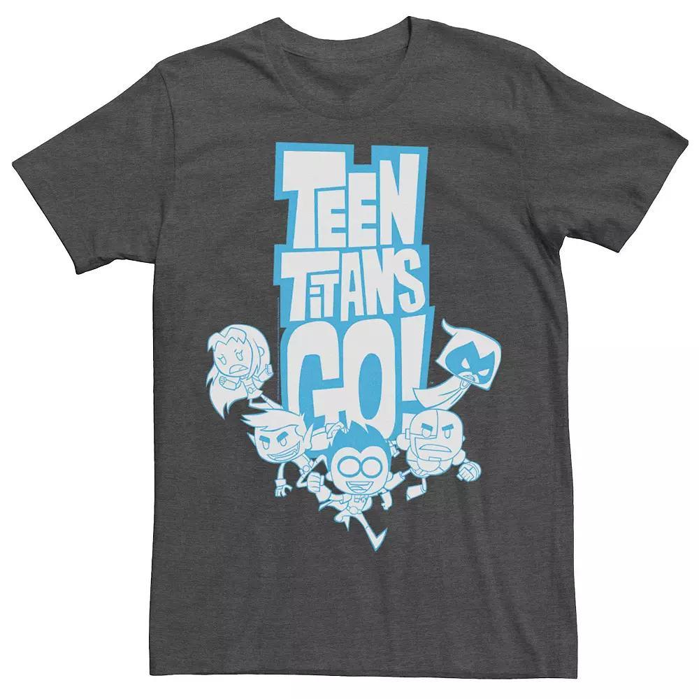Men's DC Comics Teen Titans Go! Group Shot Blue Outline Tee, Size: Medium, Grey Heather Product Image