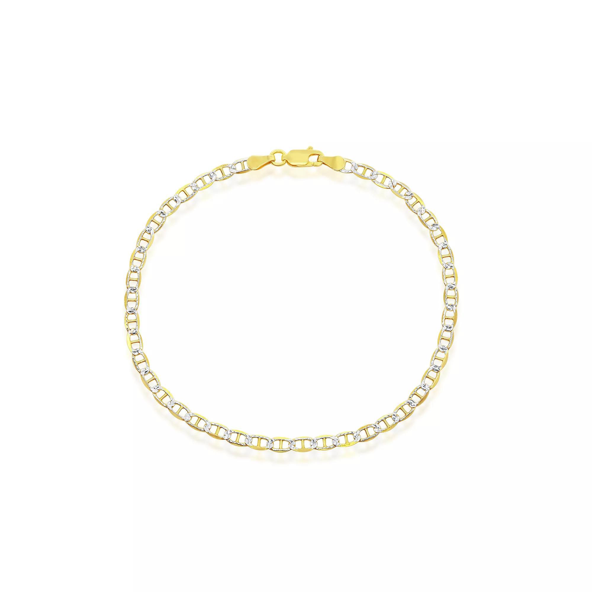 Argento Bella Sterling Silver Pave Marina Chain Bracelet, Womens Gold Tone Product Image