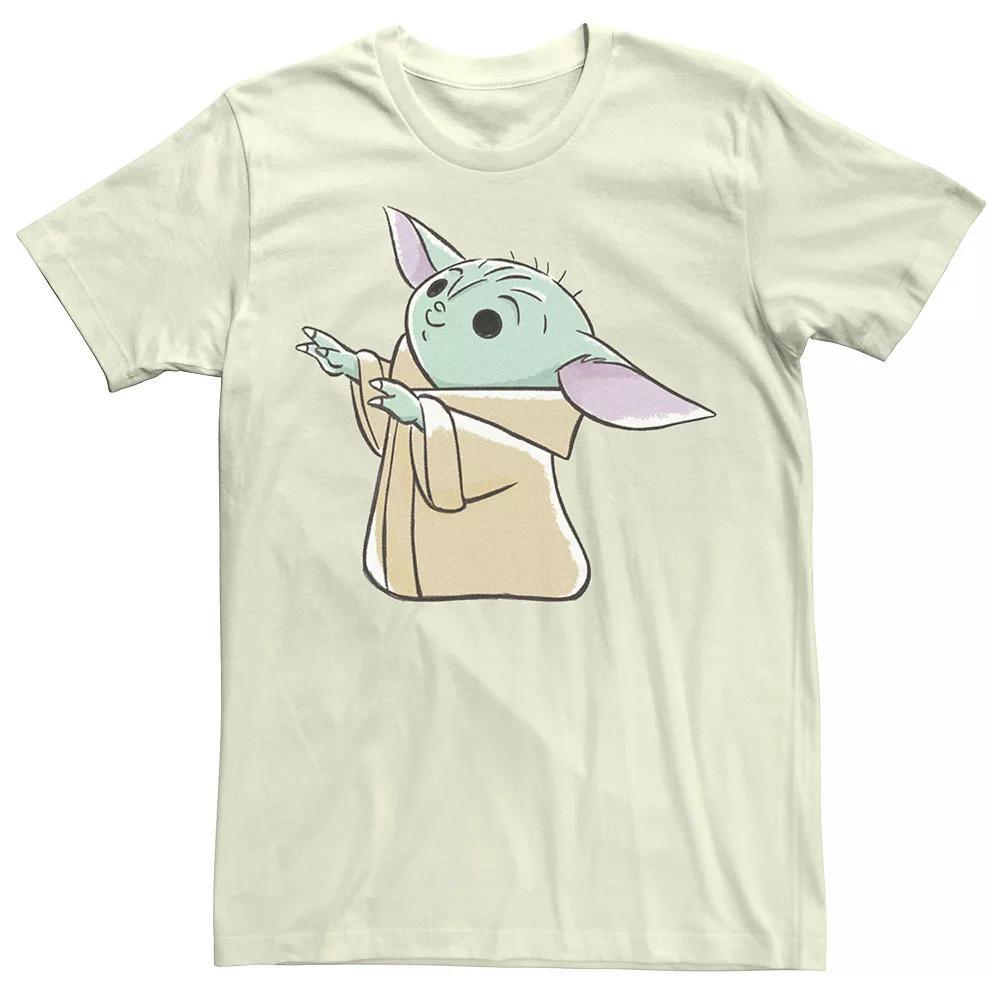 Men's Star Wars The Mandalorian The Child Reaching Up Cartoon Tee, Size: Medium, Natural Product Image