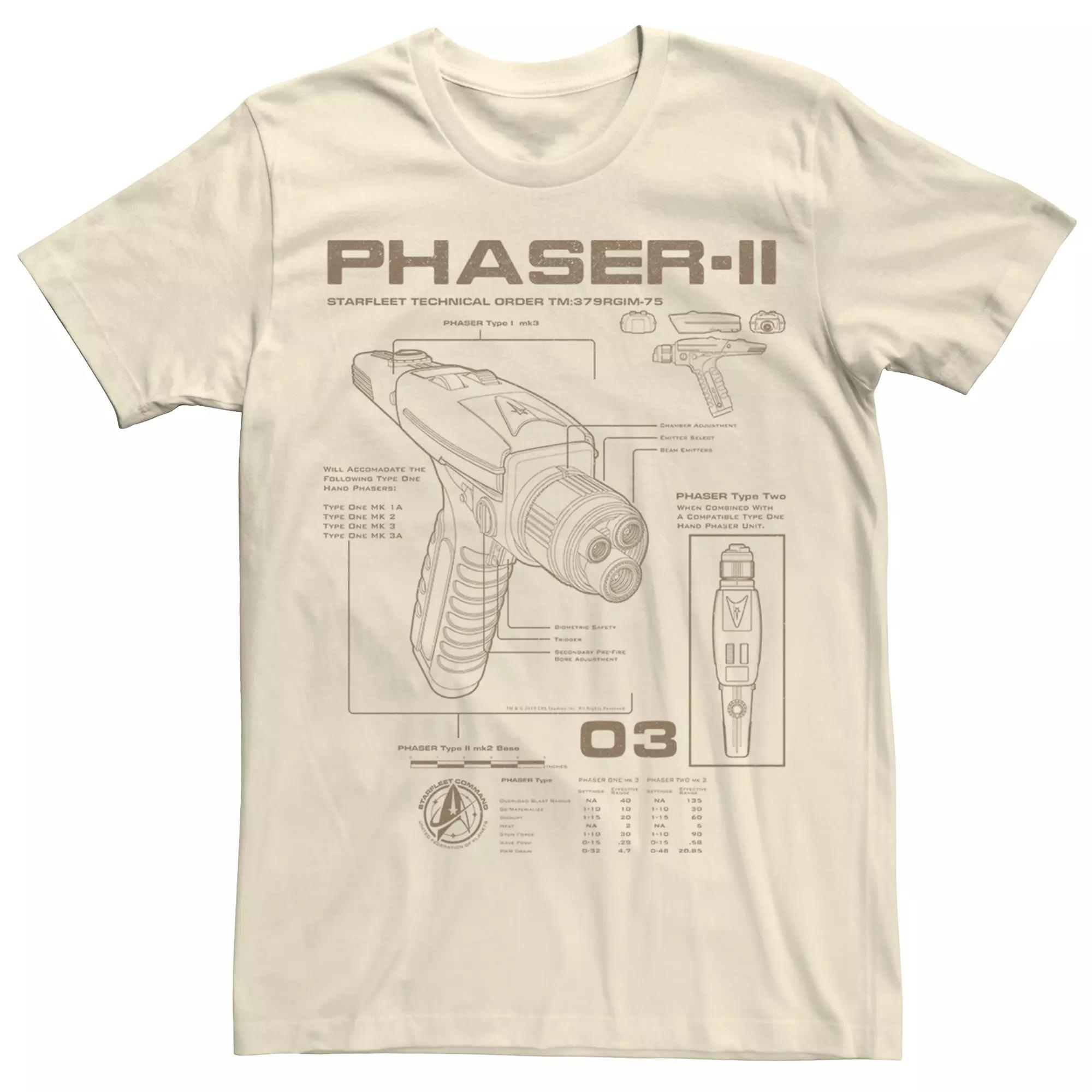 Men's Star Trek Discovery Phaser-II Schematics Graphic Tee, Size: XL, Natural Product Image