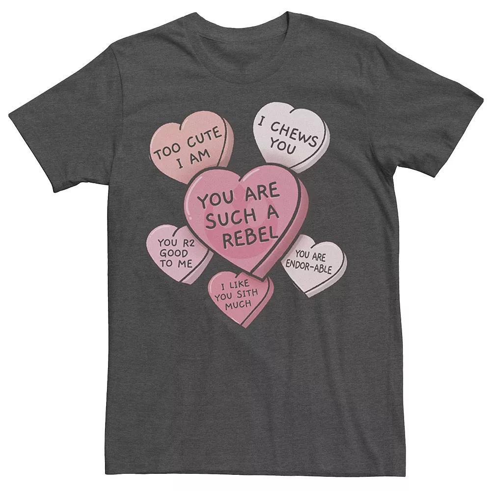 Big & Tall Star Wars Valentines Candy Heart Quotes Tee, Men's, Size: XLT, Grey Heather Product Image