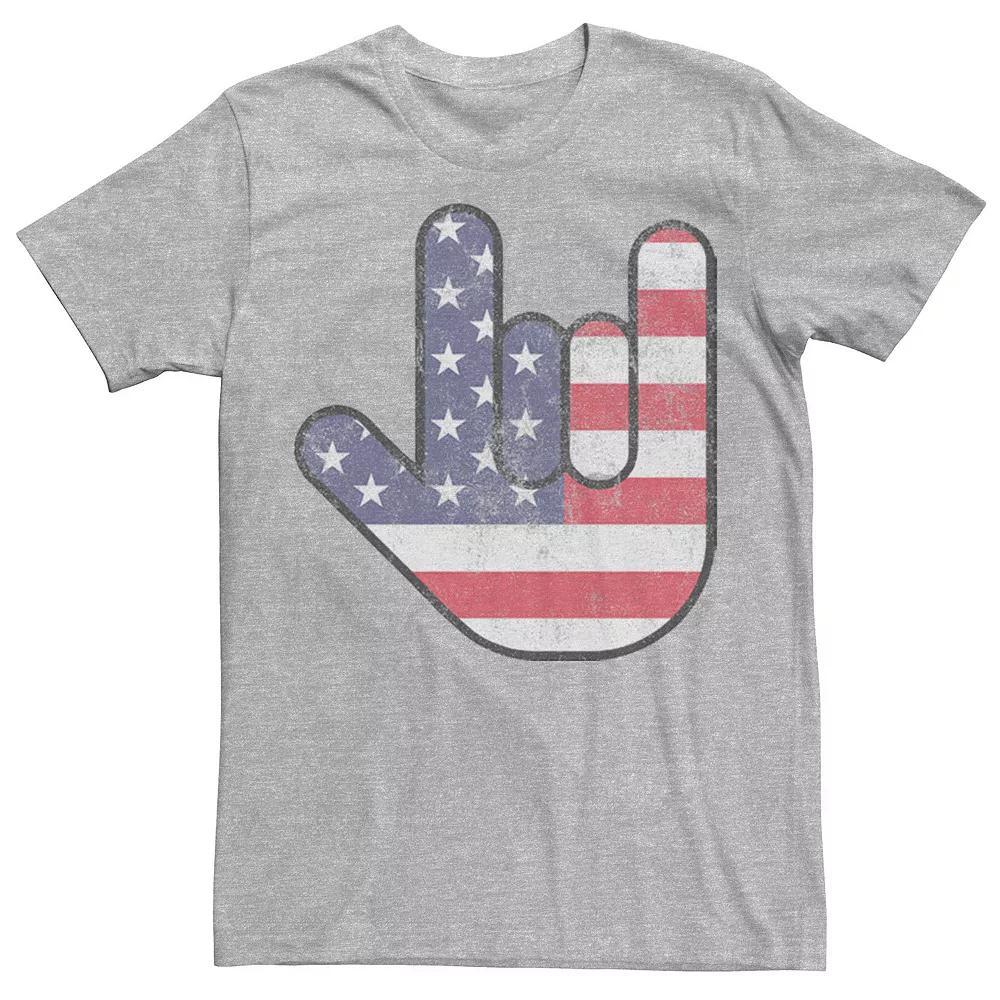 Men's Rock On Hand USA Flag Tee, Size: 3XL, Athletic Grey Product Image