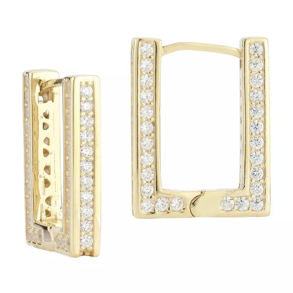 Sunkissed Sterling Cubic Zirconia Small Rectangular Hoop Earrings, Women's, Gold Tone Product Image