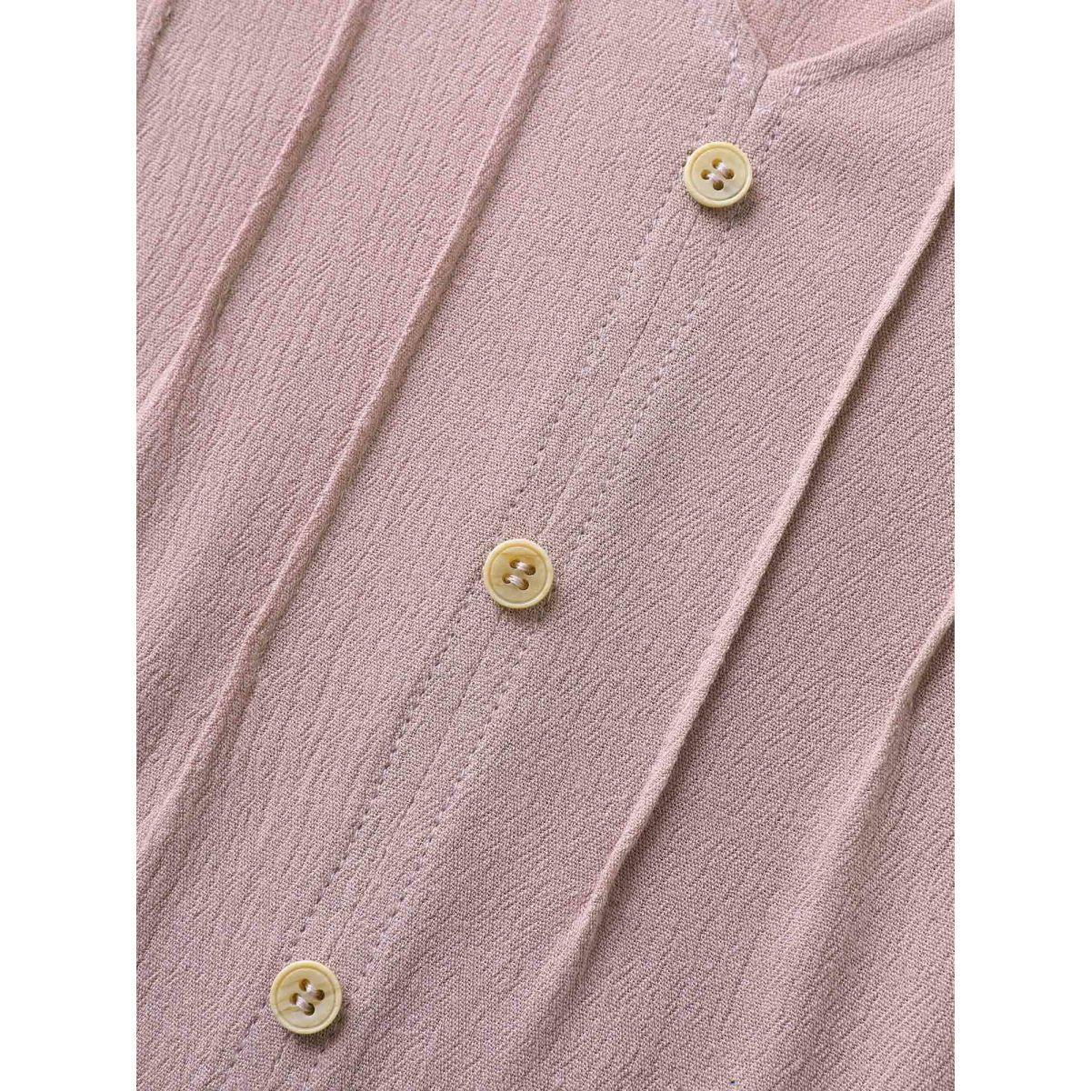 Plus Size Toothpick Pleat Button Detail Sleeveless Top Women Lilac Tucked seam Notched collar Vacation Tank Tops Camis BloomChic 18-20/2X Product Image